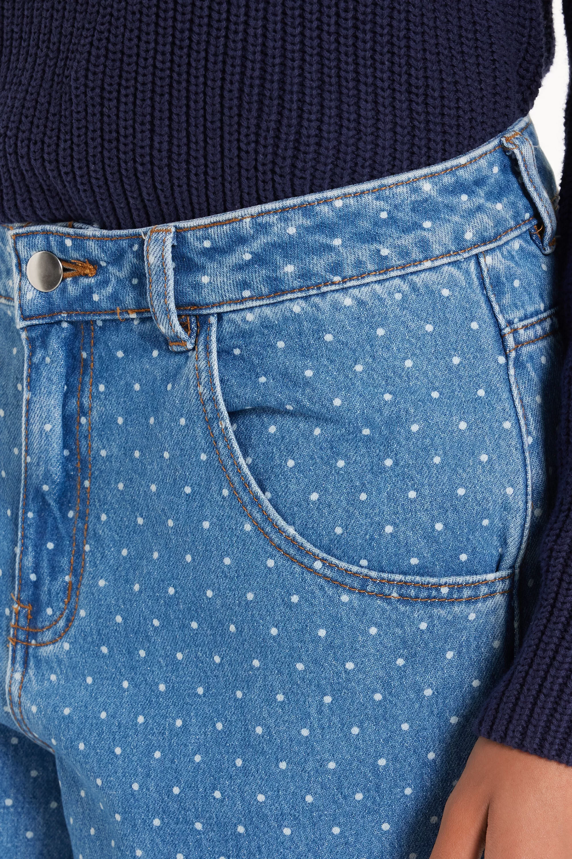 Store Jeans Lunghi A Palazzo Con Stampa Pois - Pantaloni - Donna | Jeans | Pantaloni
