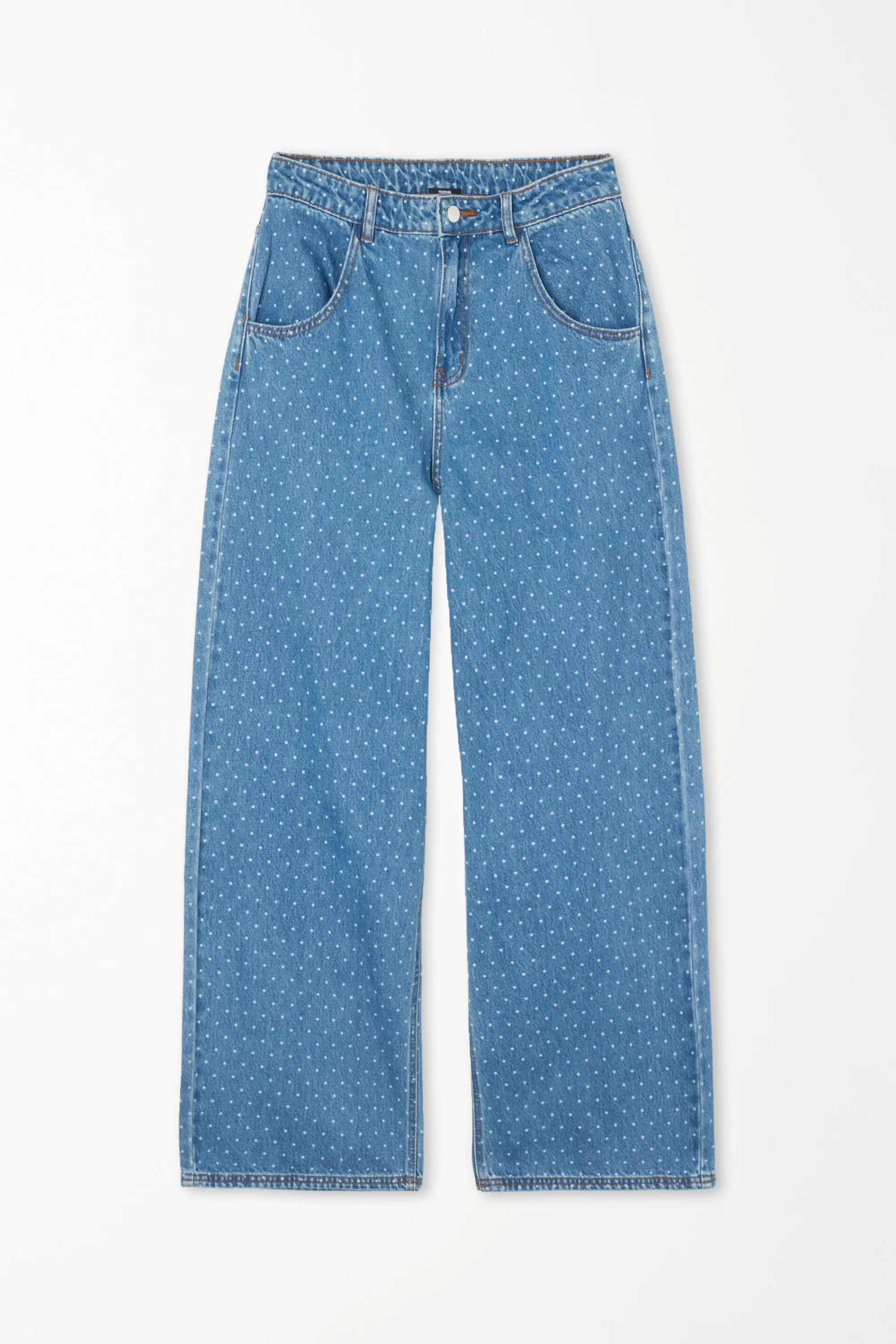 Store Jeans Lunghi A Palazzo Con Stampa Pois - Pantaloni - Donna | Jeans | Pantaloni