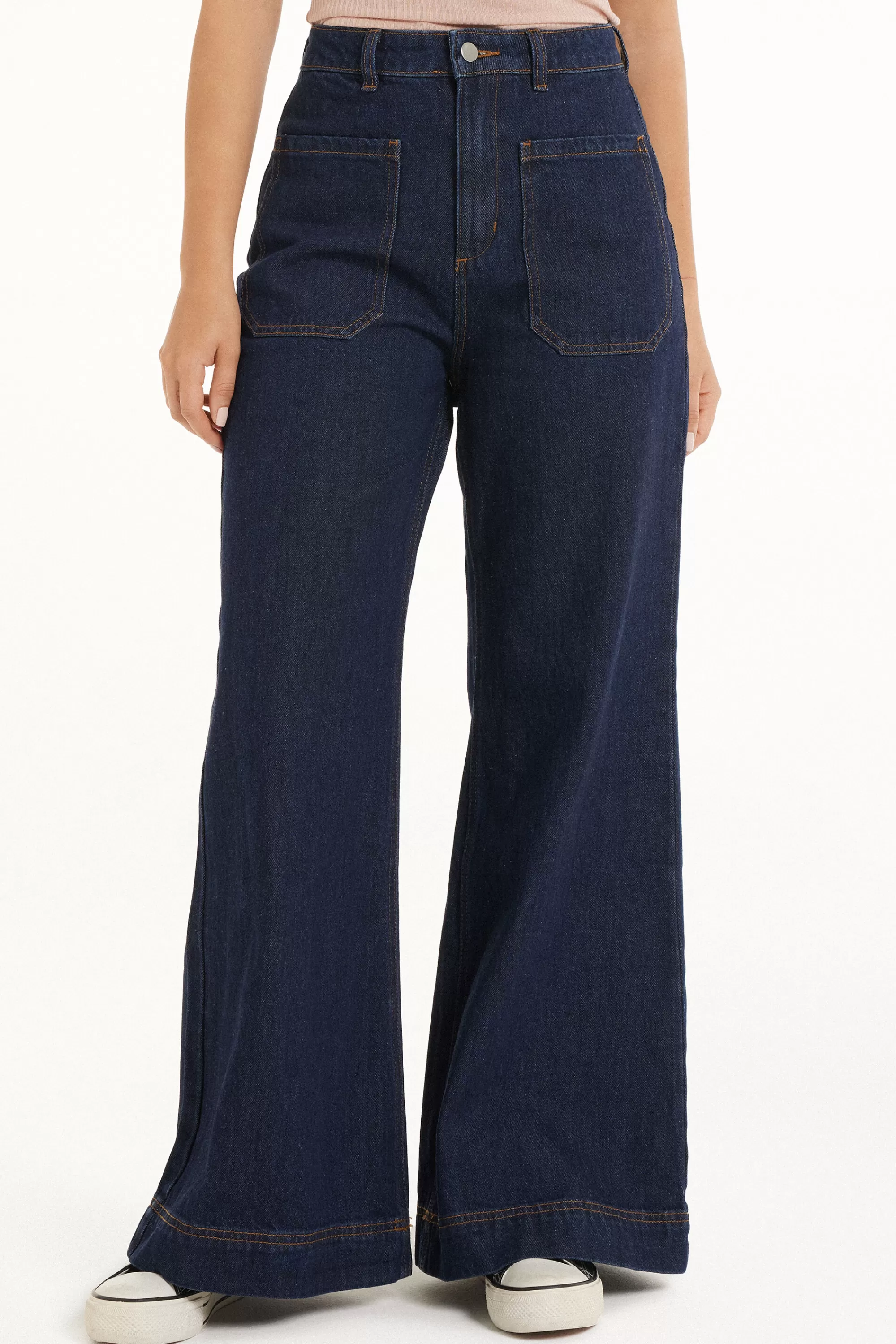 Best Sale Jeans Lungo Dritto Vita Alta Denim Délavé - Pantaloni - Donna | Jeans | Pantaloni