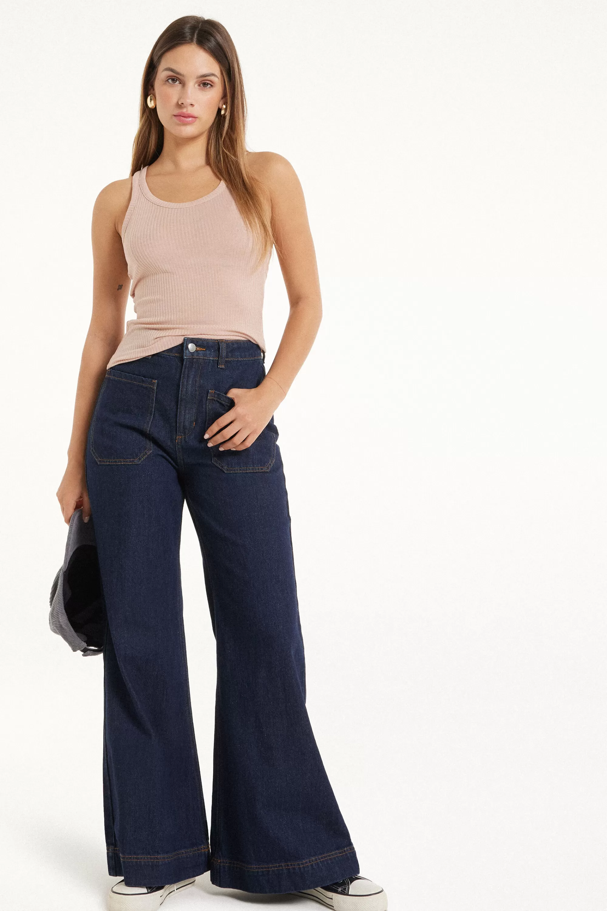 Best Sale Jeans Lungo Dritto Vita Alta Denim Délavé - Pantaloni - Donna | Jeans | Pantaloni