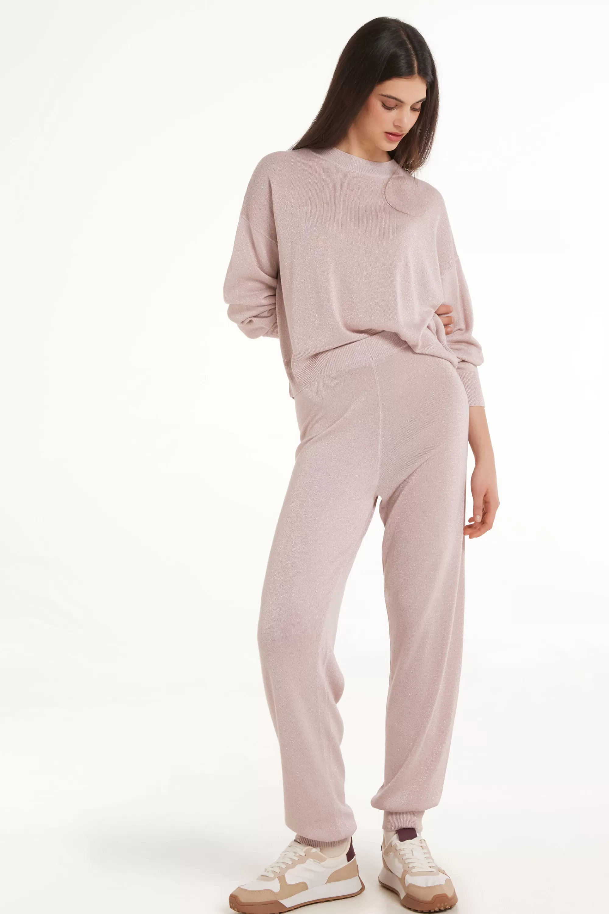 Clearance Jogger A Vita Alta Con Polsino Tessuto Laminato - Tute - Donna | Tute | Pantaloni
