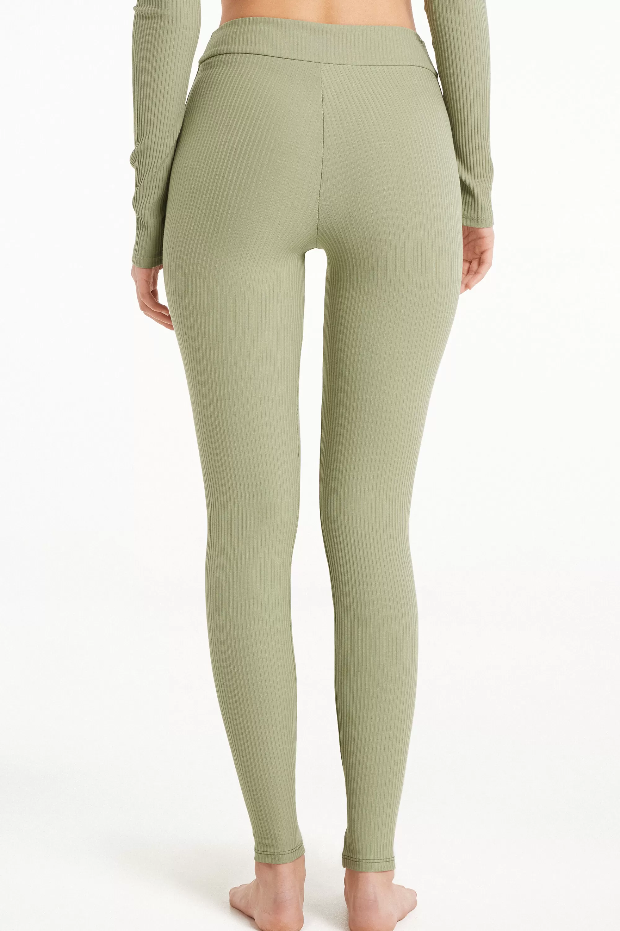 Shop Leggings A Costine Con Taglio A V - Pantaloni - Donna | Joggers e Leggings | Collezione Fitness