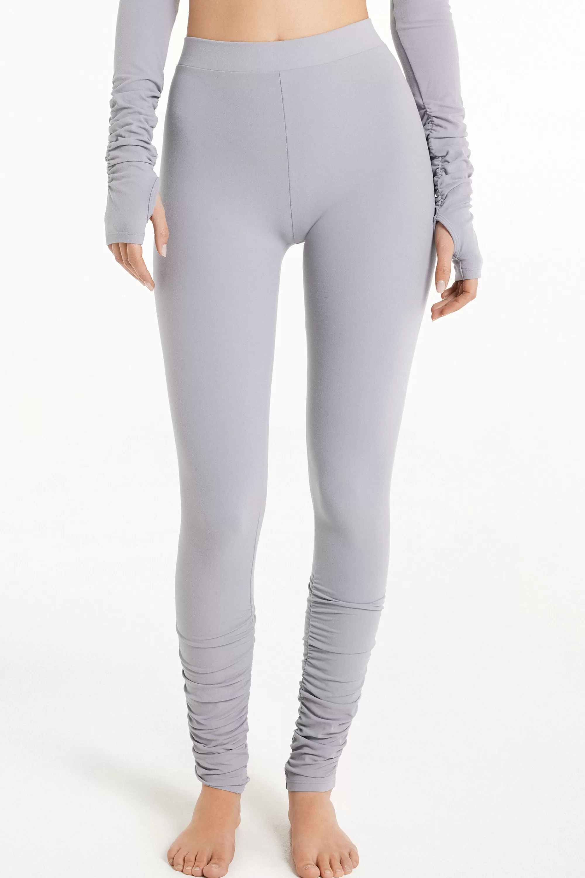 Discount Leggings A Vita Alta Con Arriccio Microfibra Morbida - Pantaloni - Donna | Joggers e Leggings | Collezione Fitness