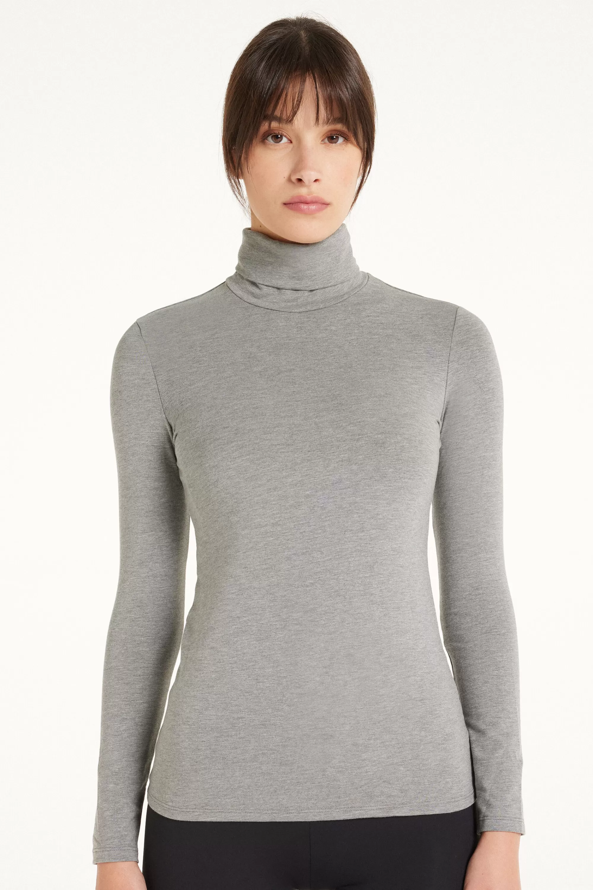 Shop Maglia Collo Alto Cotone E Modal Termico - Maglie Maniche Lunghe - Donna | Maglie termiche | Maglie maniche lunghe
