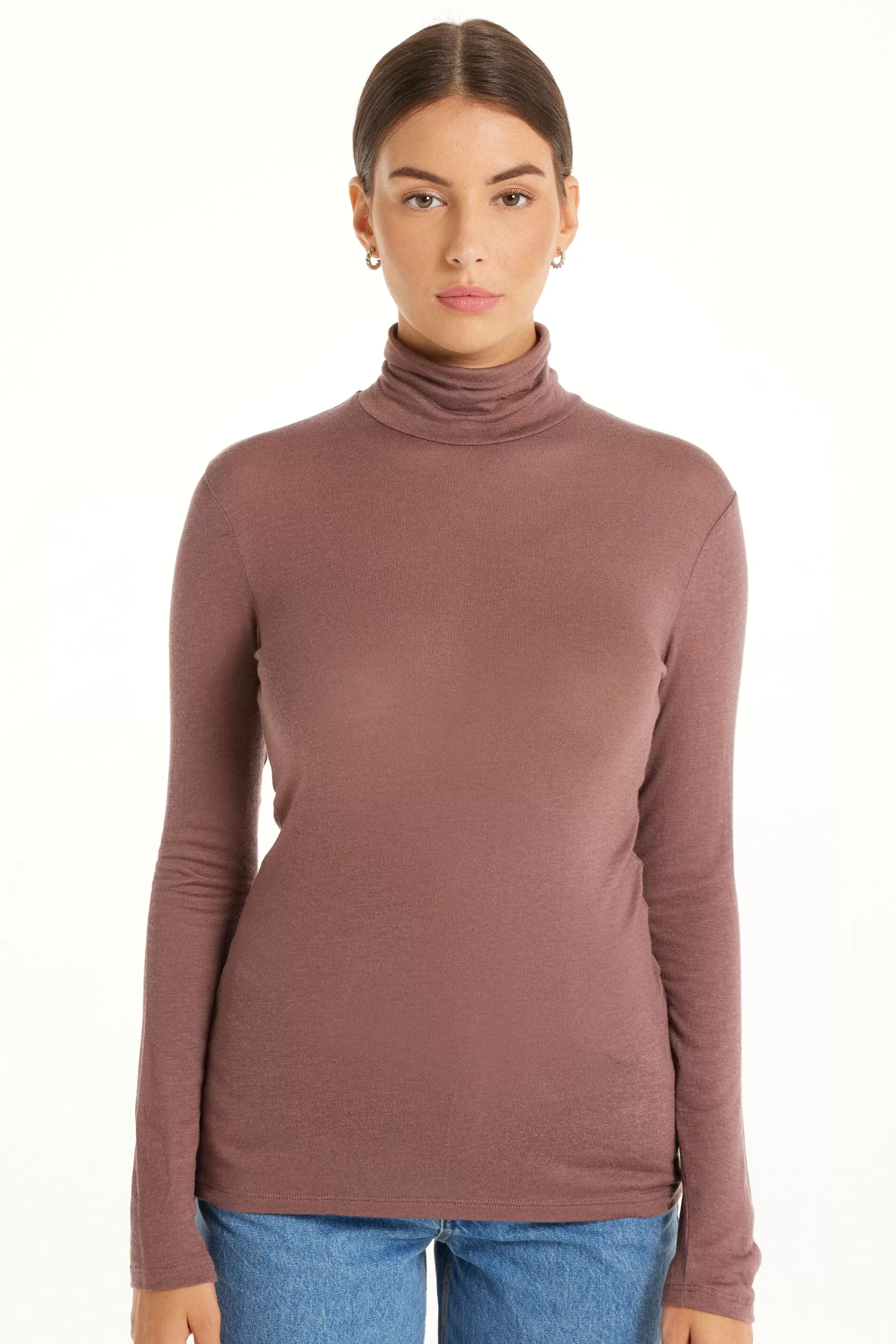 Outlet Maglia Collo Alto In Viscosa E Lana Merino - Cardigan E Maglioni - Donna | Maglie termiche | Cardigan e Maglioni