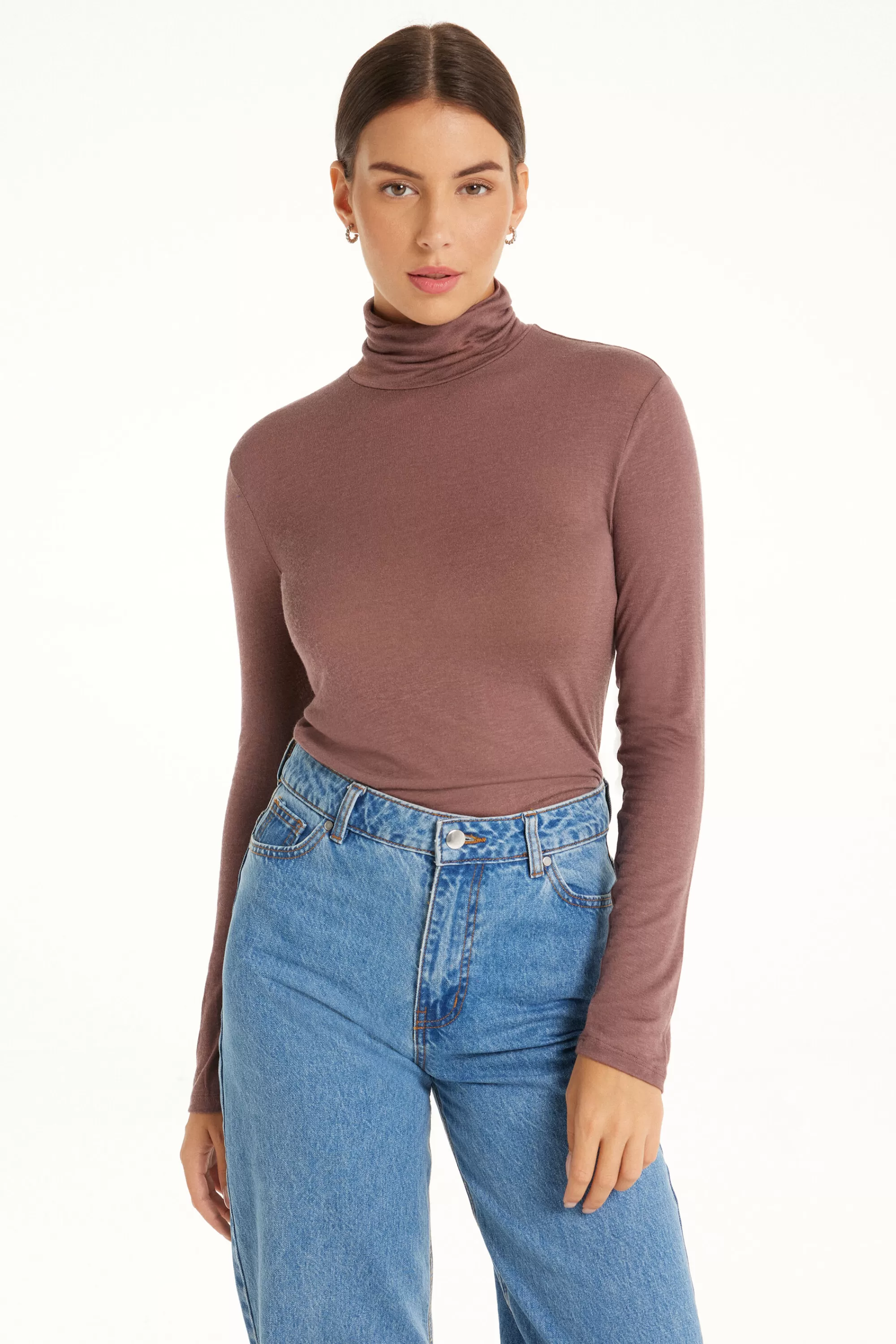Outlet Maglia Collo Alto In Viscosa E Lana Merino - Cardigan E Maglioni - Donna | Maglie termiche | Cardigan e Maglioni