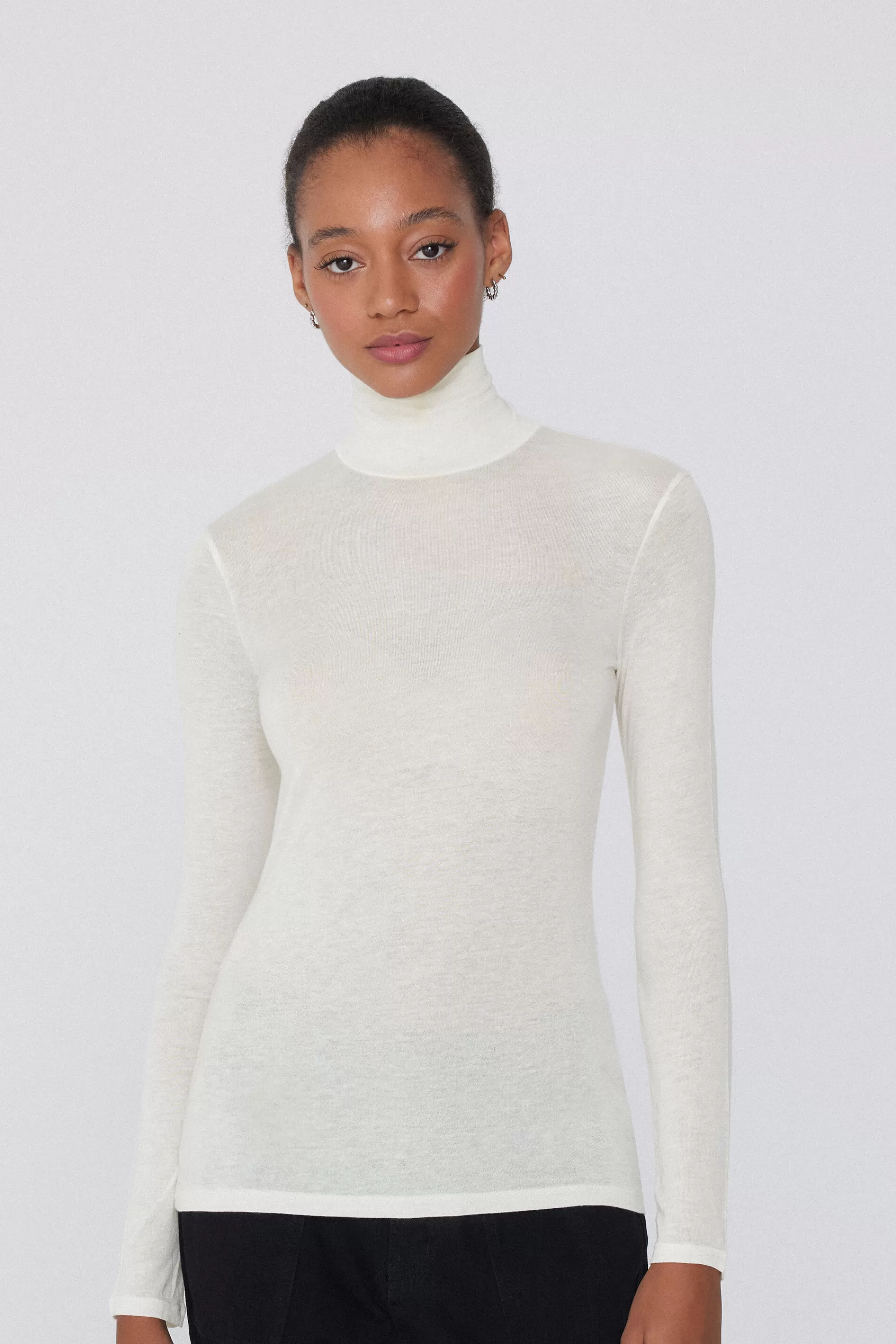 Best Sale Maglia Collo Alto In Viscosa E Lana Merino - Cardigan E Maglioni - Donna | Maglie termiche | Cardigan e Maglioni