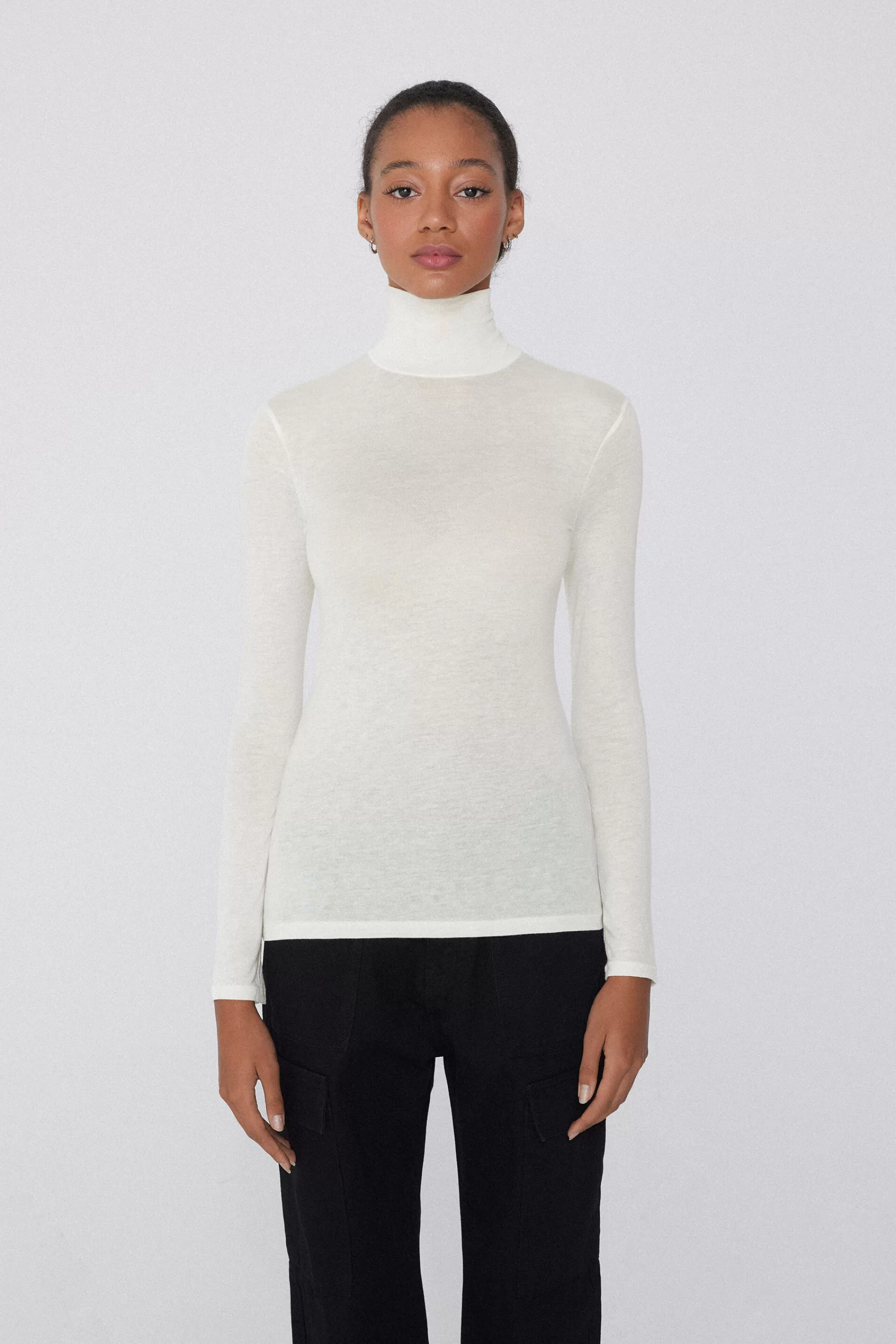 Best Sale Maglia Collo Alto In Viscosa E Lana Merino - Cardigan E Maglioni - Donna | Maglie termiche | Cardigan e Maglioni