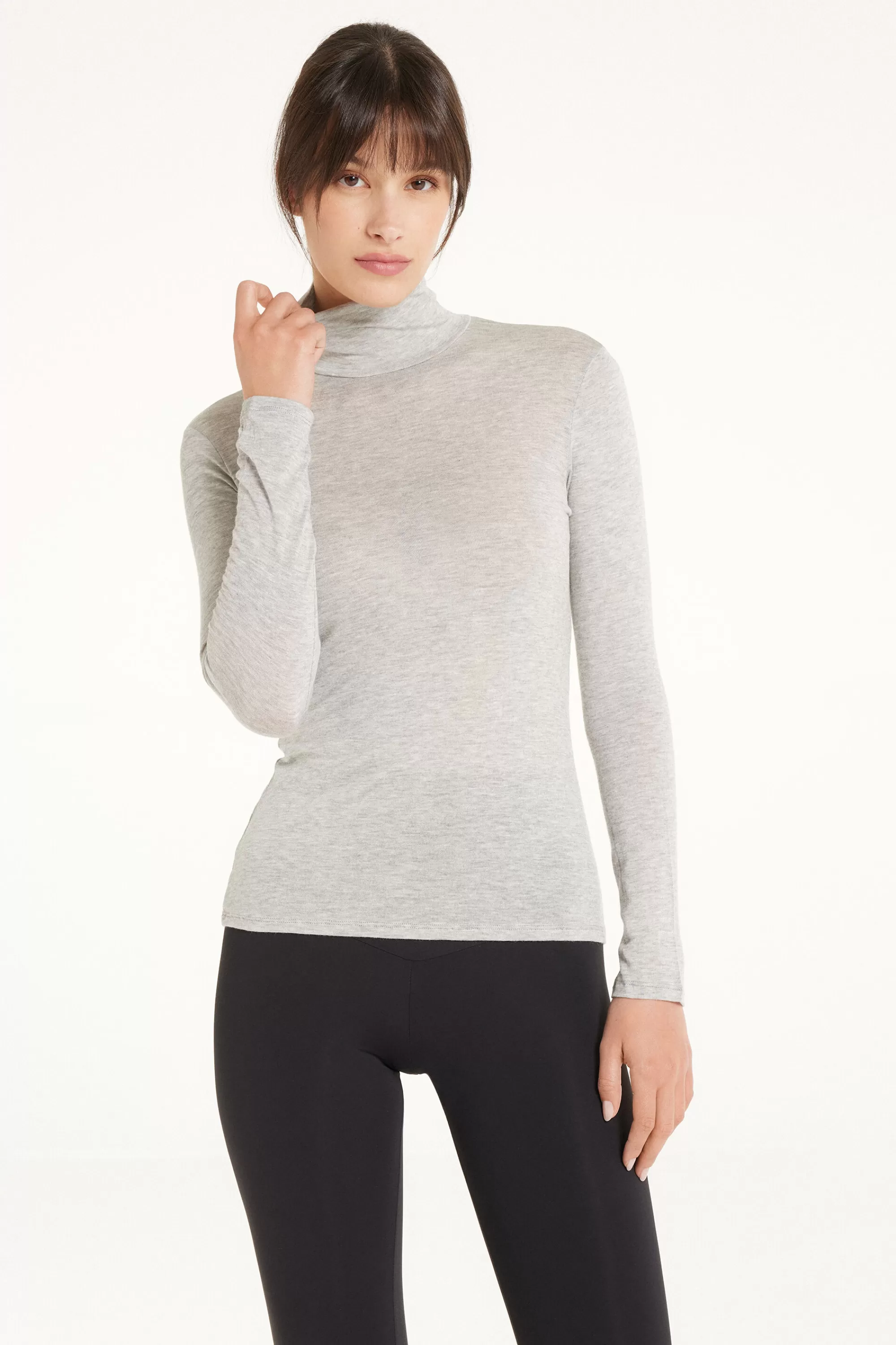 Fashion Maglia Collo Alto In Viscosa E Lana Merino - Cardigan E Maglioni - Donna | Maglie termiche | Cardigan e Maglioni