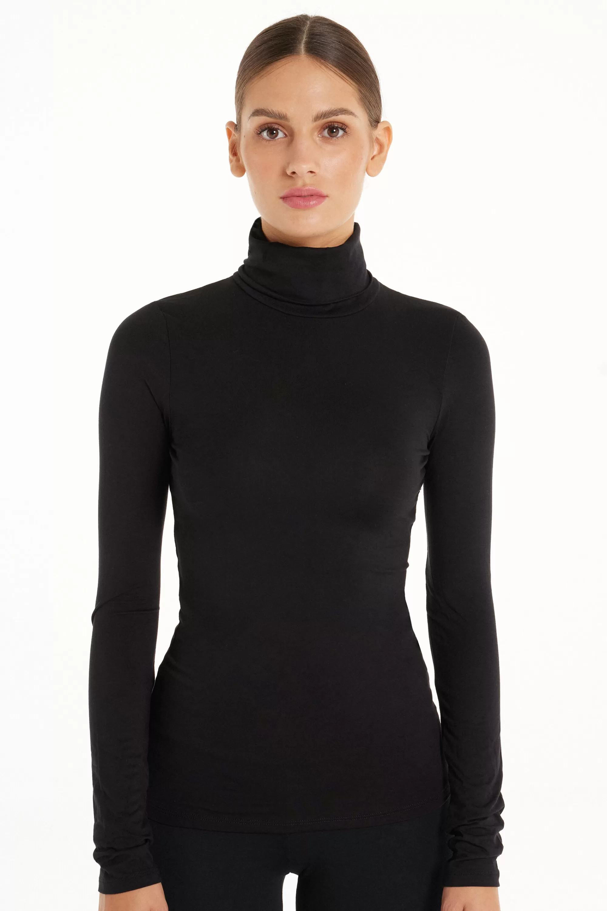 Flash Sale Maglia Collo Alto Maniche Lunghe In Viscosa - Maglie Maniche Lunghe - Donna | Maglie termiche | Maglie maniche lunghe