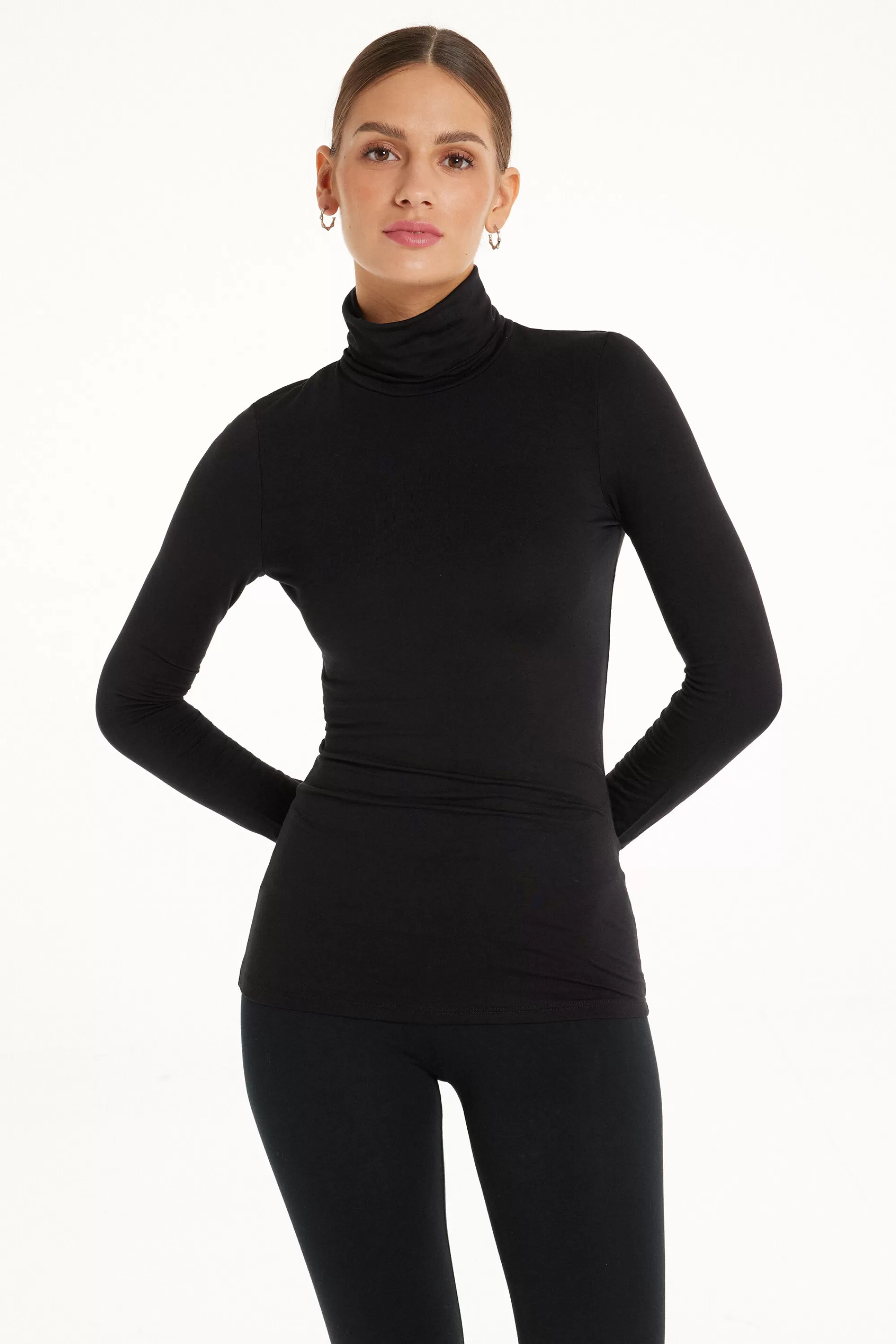 Flash Sale Maglia Collo Alto Maniche Lunghe In Viscosa - Maglie Maniche Lunghe - Donna | Maglie termiche | Maglie maniche lunghe
