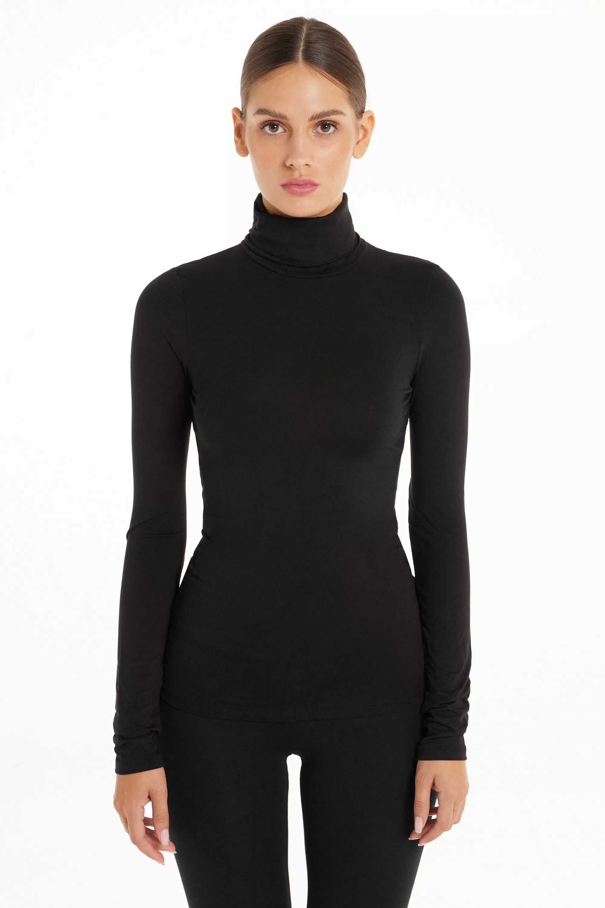 Flash Sale Maglia Collo Alto Maniche Lunghe In Viscosa - Maglie Maniche Lunghe - Donna | Maglie termiche | Maglie maniche lunghe