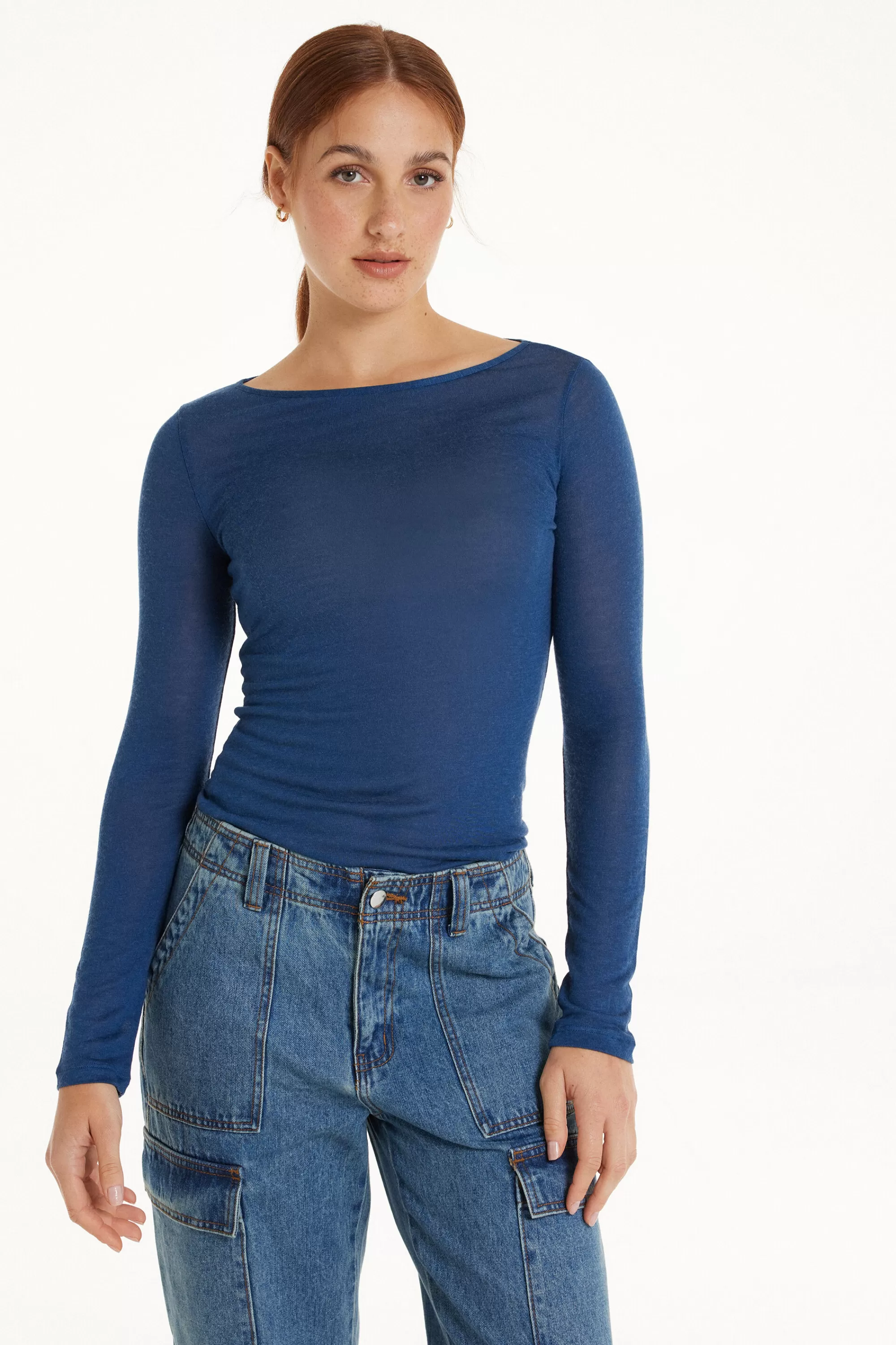 Sale Maglia Con Scollo A Barchetta In Viscosa E Lana Merino - Cardigan E Maglioni - Donna | Maglie termiche | Cardigan e Maglioni