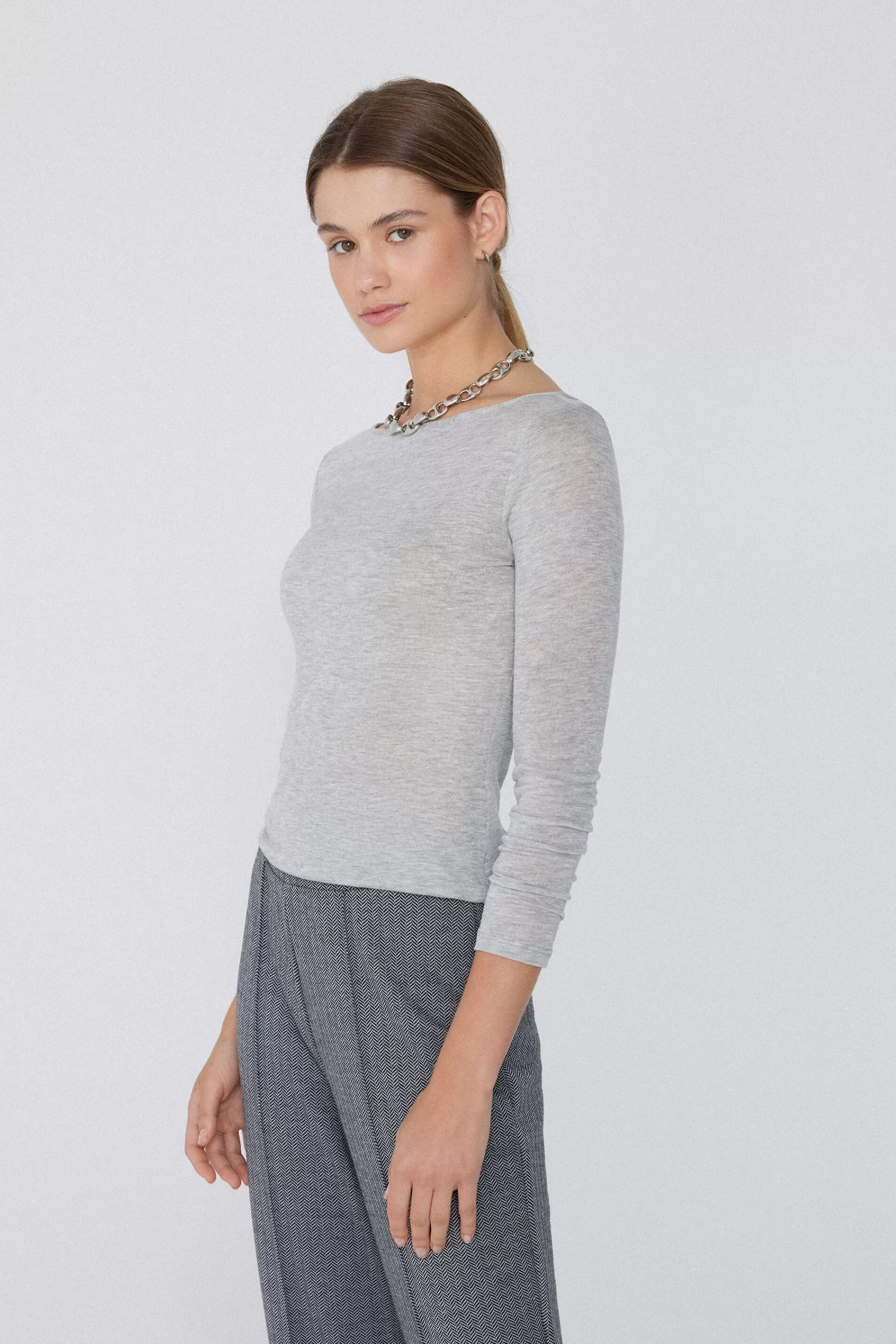 Sale Maglia Con Scollo A Barchetta In Viscosa E Lana Merino - Cardigan E Maglioni - Donna | Maglie termiche | Cardigan e Maglioni