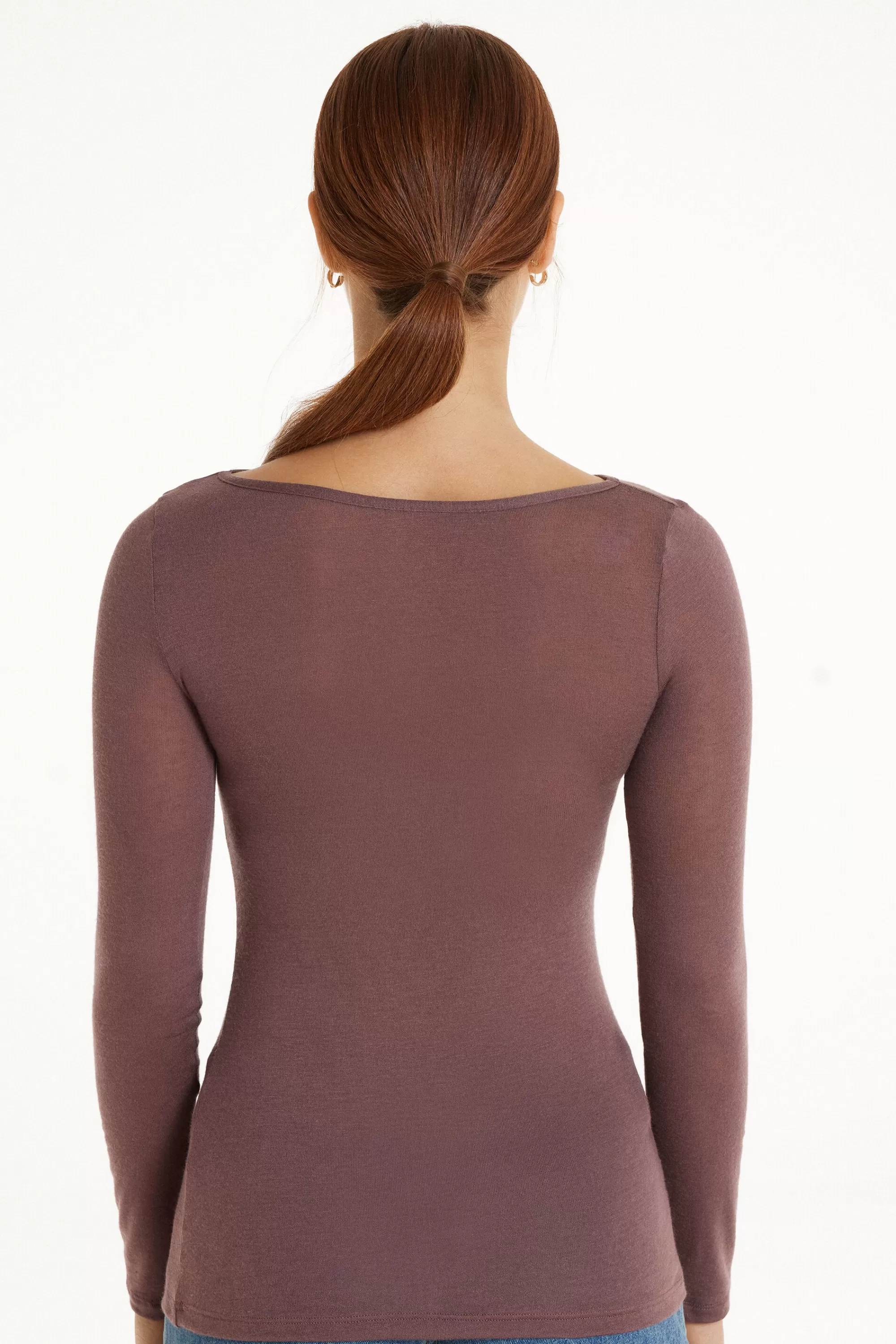 Best Maglia Con Scollo A Barchetta In Viscosa E Lana Merino - Cardigan E Maglioni - Donna | Maglie termiche | Cardigan e Maglioni