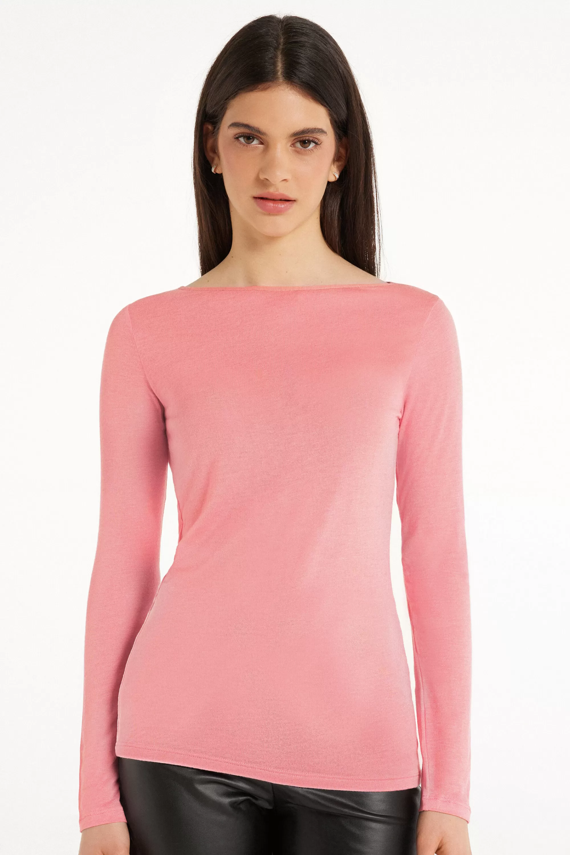 Shop Maglia Con Scollo A Barchetta In Viscosa E Lana Merino - Cardigan E Maglioni - Donna | Maglie termiche | Cardigan e Maglioni