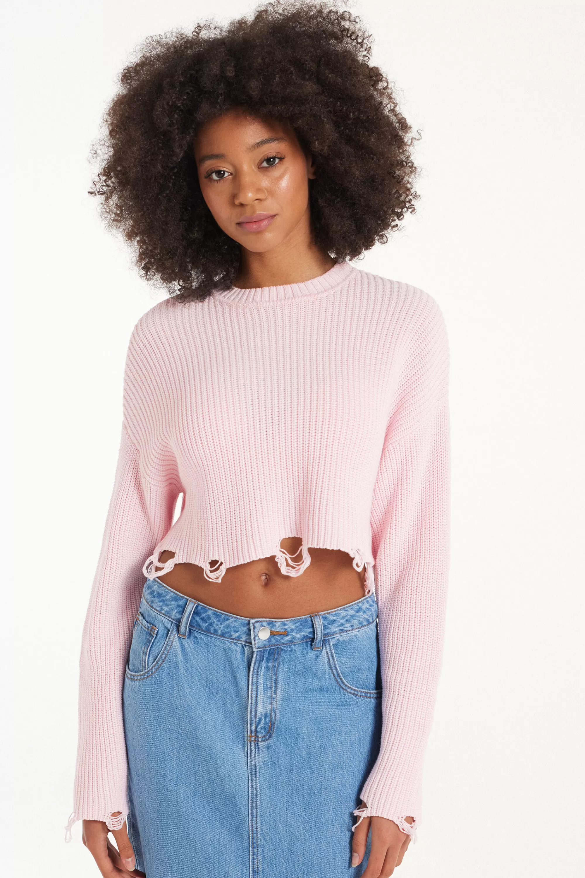 Cheap Maglia Corta A Maniche Lunghe Con Strappi A Costine - Maglie Maniche Lunghe - Donna | Maglie maniche lunghe