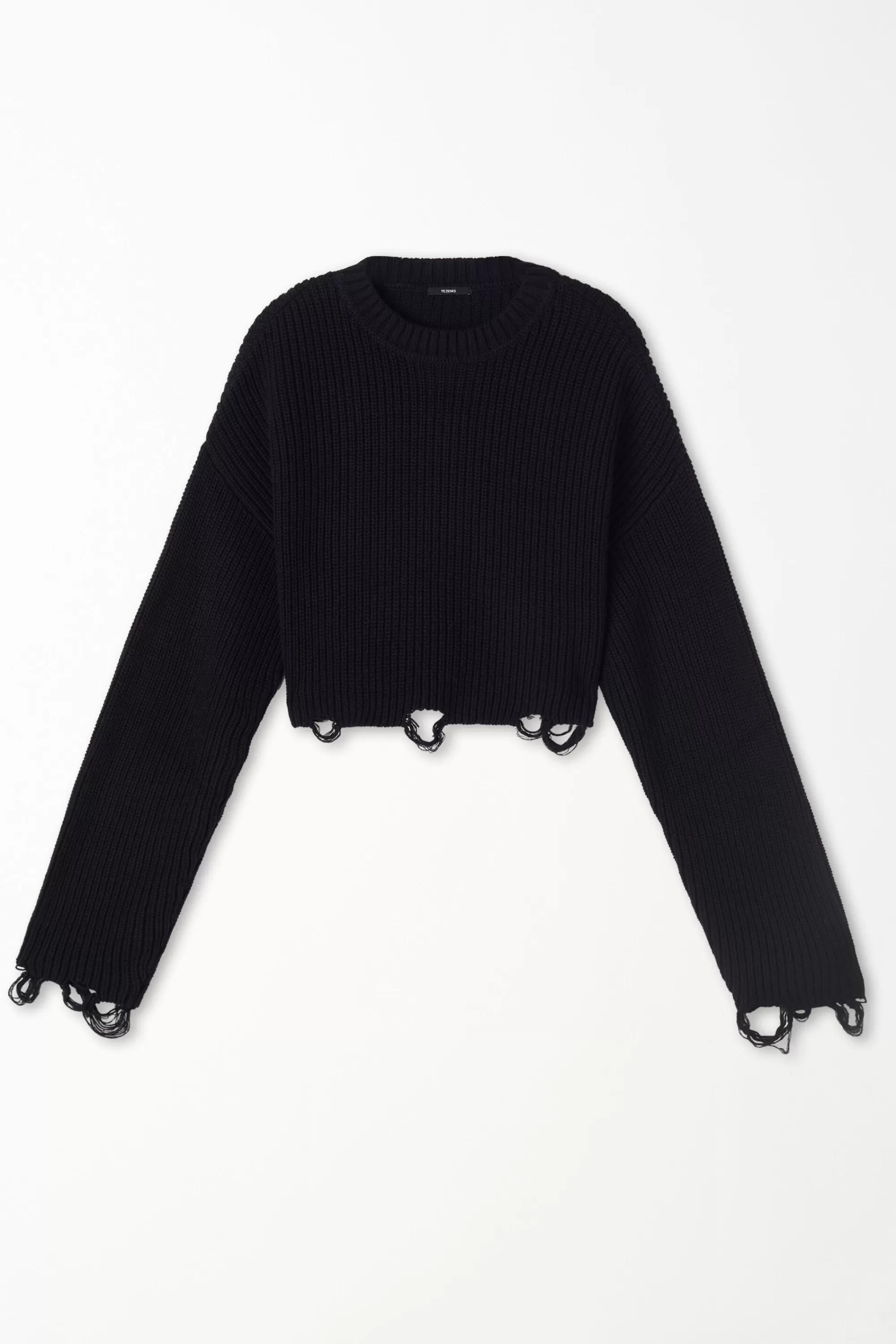 Store Maglia Corta A Maniche Lunghe Con Strappi A Costine - Maglie Maniche Lunghe - Donna | Maglie maniche lunghe
