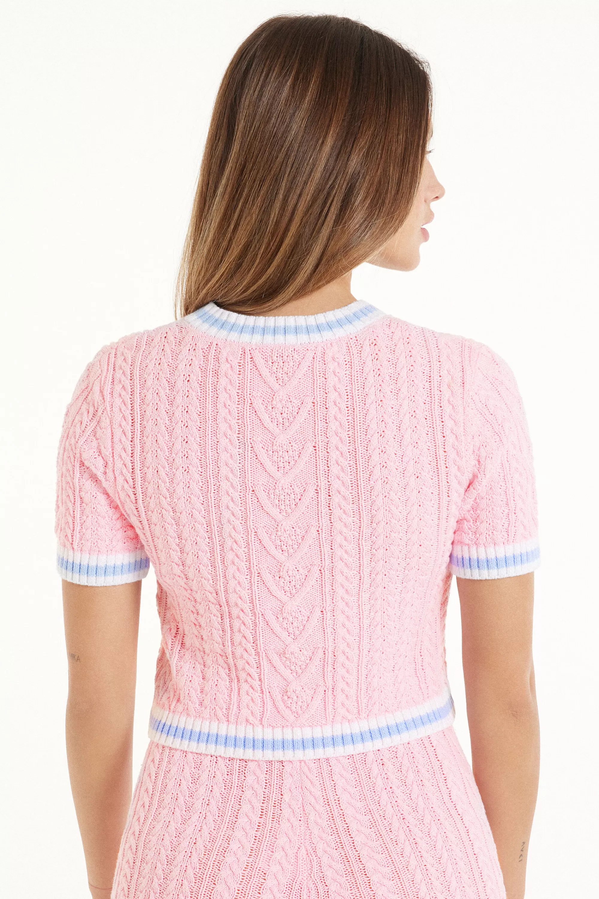 Flash Sale Maglia Corta A Mezza Manica Tessuto Calato Treccia - Magliette Maniche Corte - Donna | Magliette maniche corte