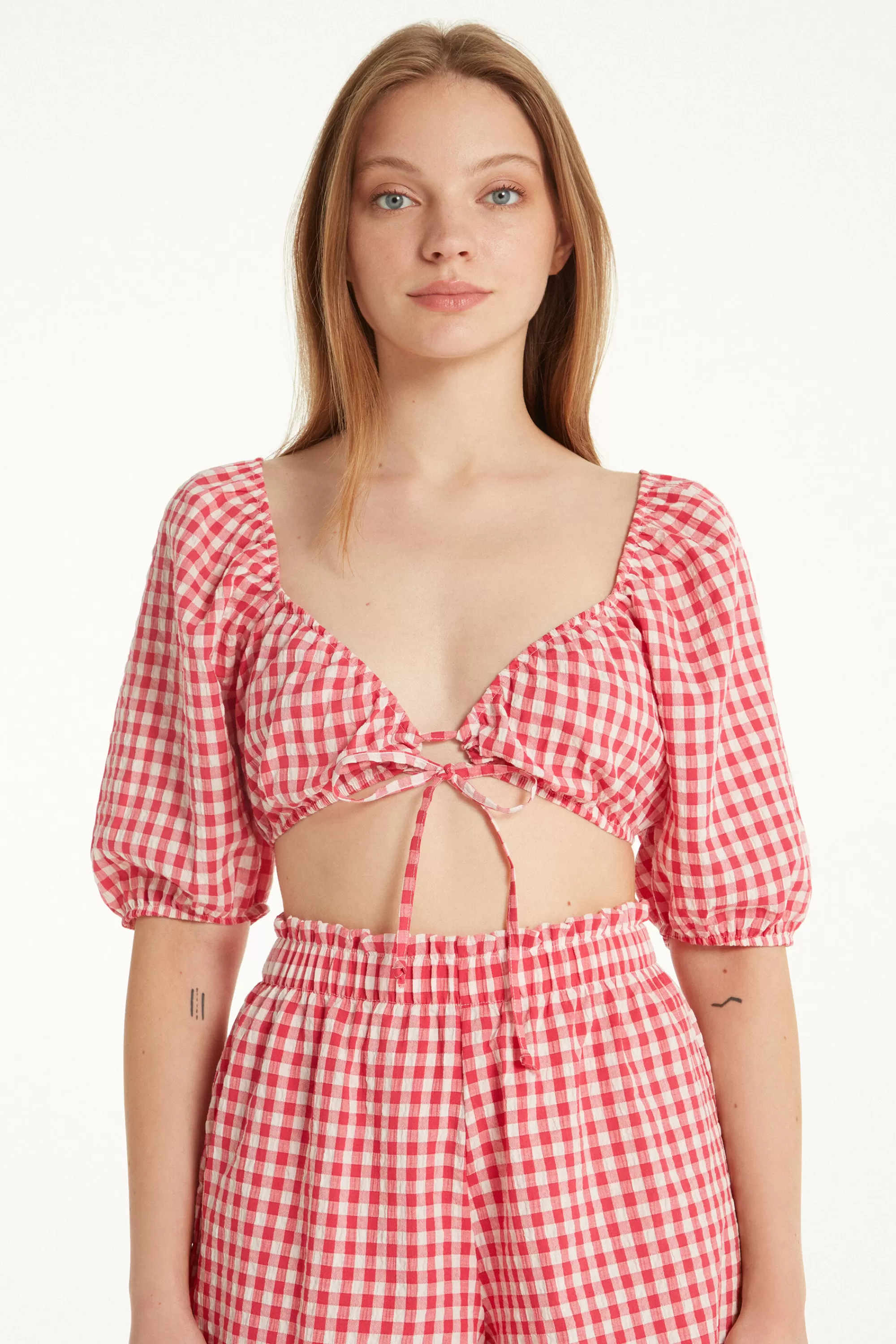 Sale Maglia Corta Mezza Manica Effetto Stropicciato - Magliette Maniche Corte - Donna | Magliette maniche corte