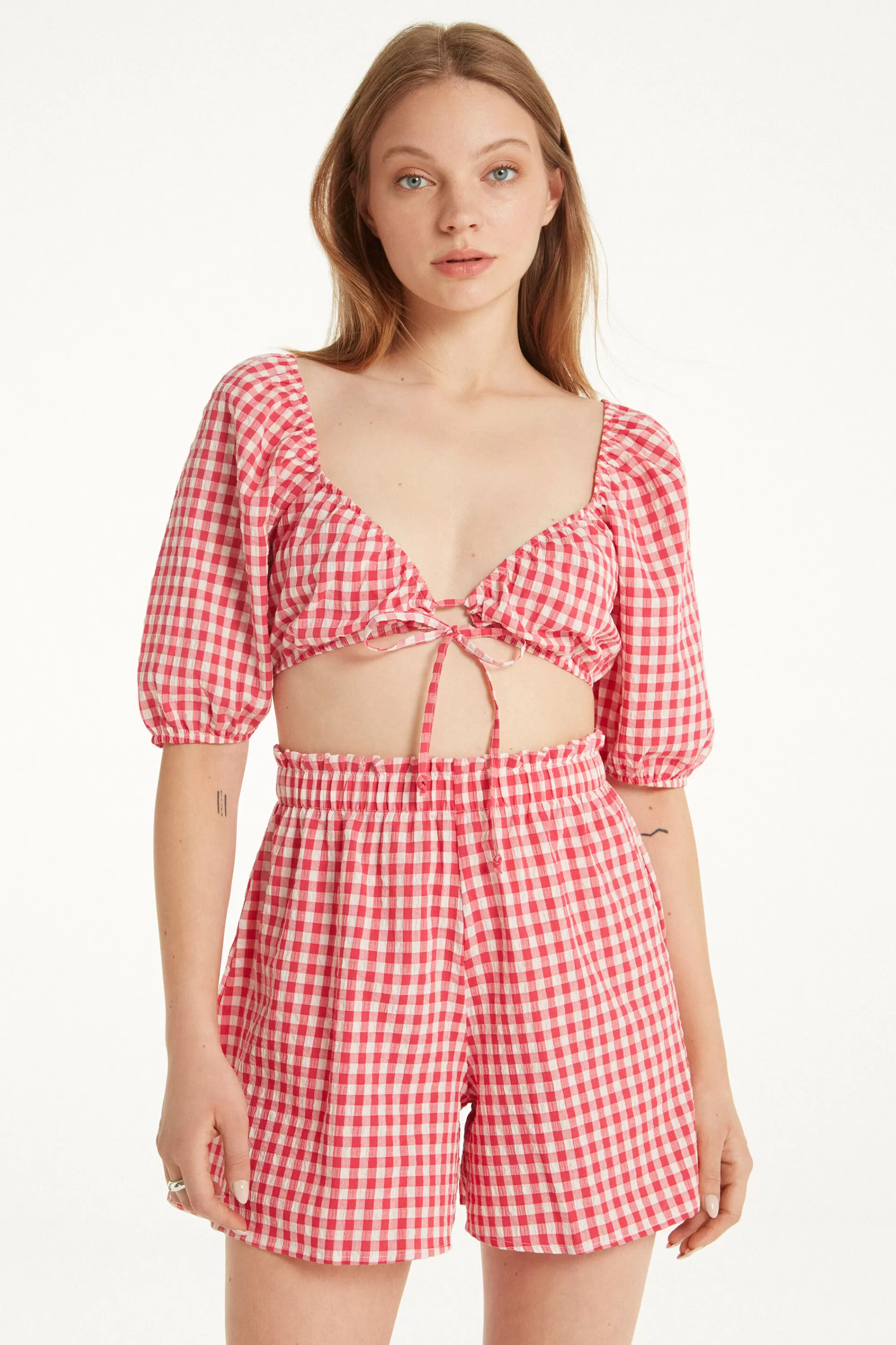 Sale Maglia Corta Mezza Manica Effetto Stropicciato - Magliette Maniche Corte - Donna | Magliette maniche corte