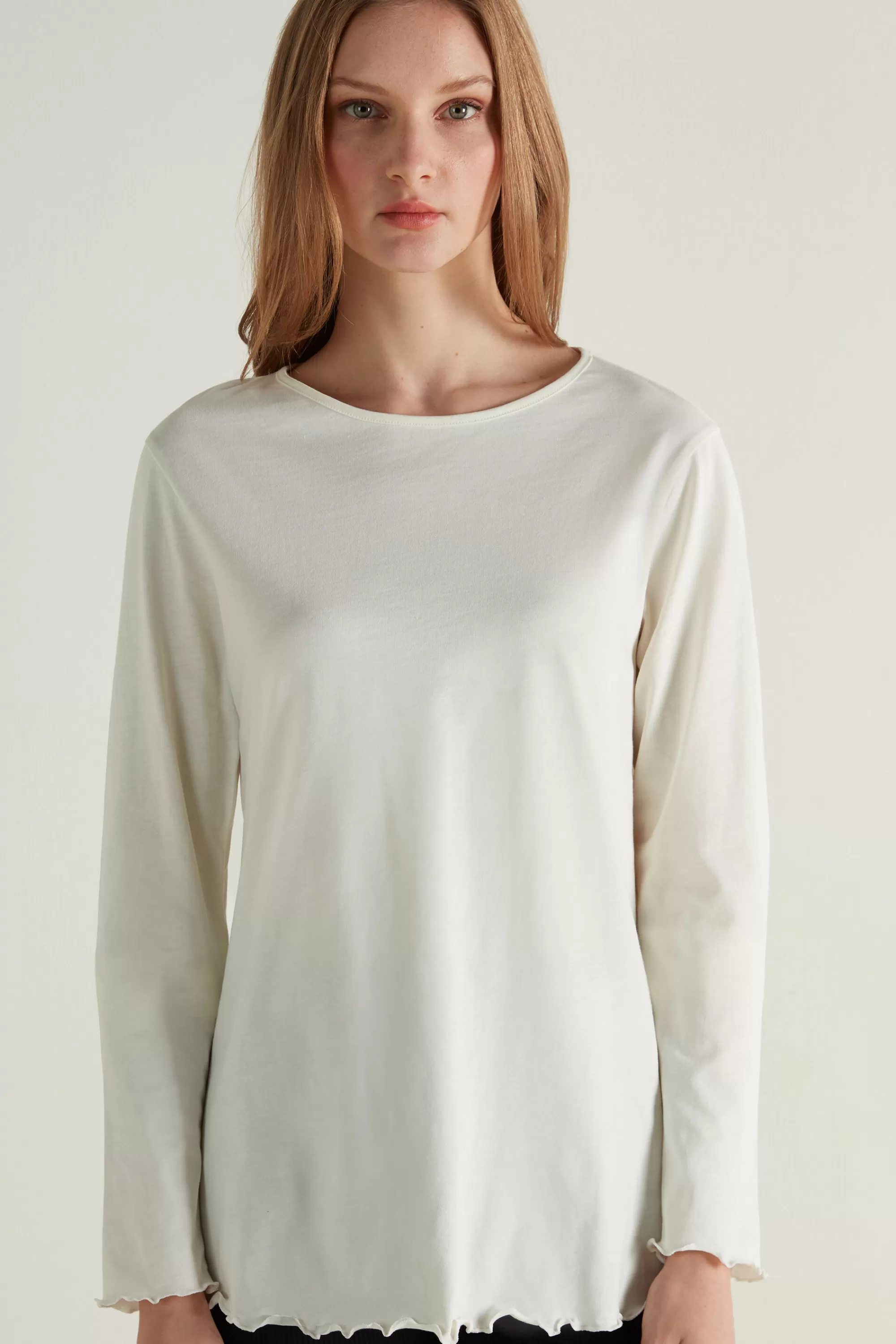 Online Maglia Cotone Manica Lunga Punto Bambola - Pigiami Combinabili - Donna | Maglie maniche lunghe | Pigiami combinabili