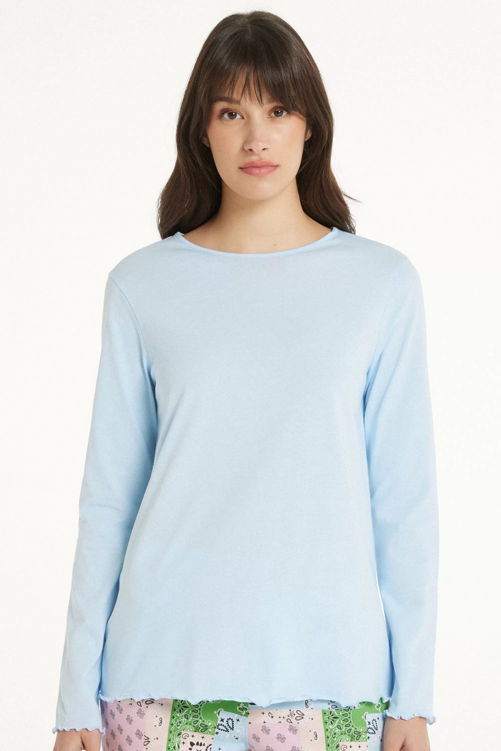 Flash Sale Maglia Cotone Manica Lunga Punto Bambola - Pigiami Combinabili - Donna | Maglie maniche lunghe | Pigiami combinabili