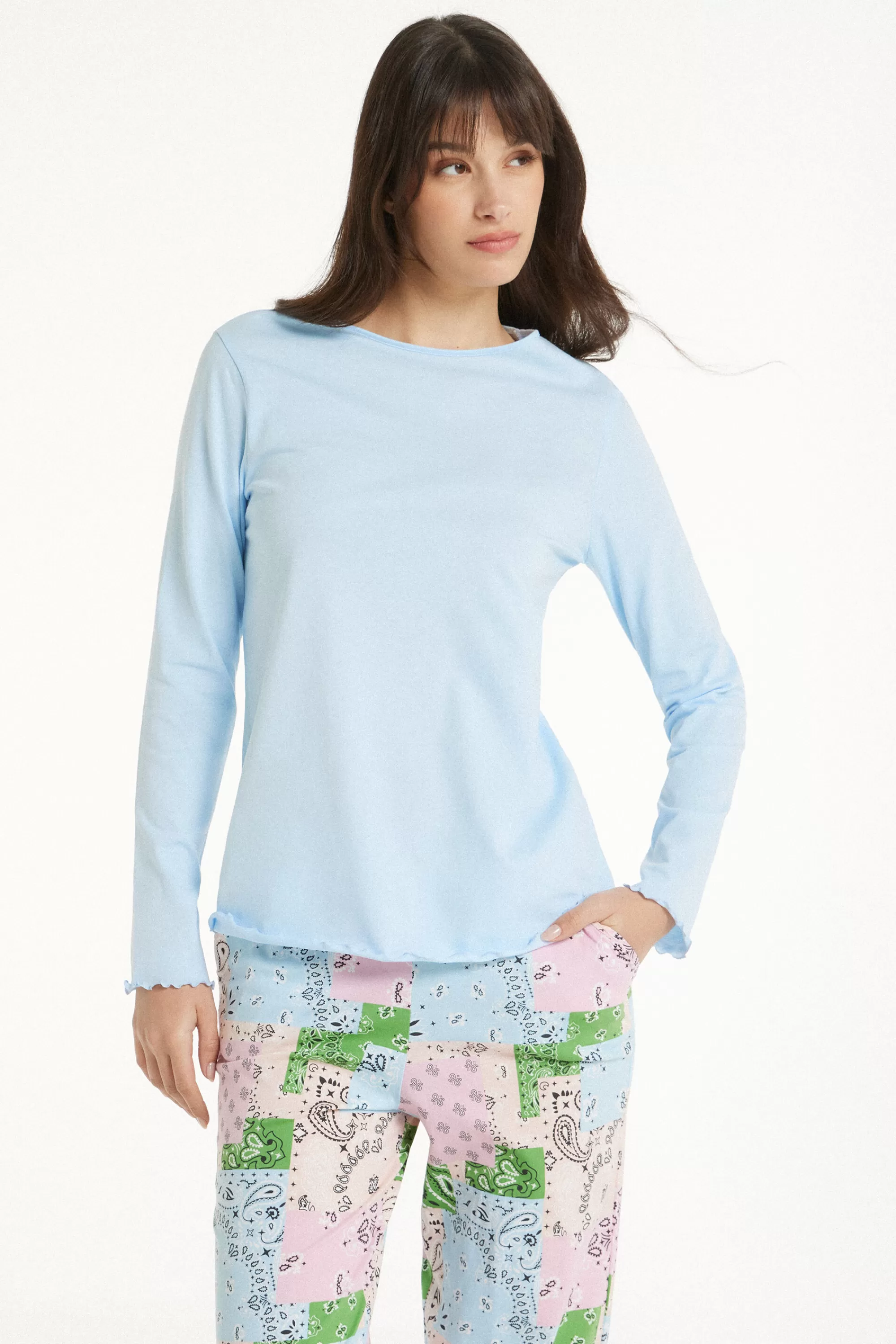 Flash Sale Maglia Cotone Manica Lunga Punto Bambola - Pigiami Combinabili - Donna | Maglie maniche lunghe | Pigiami combinabili