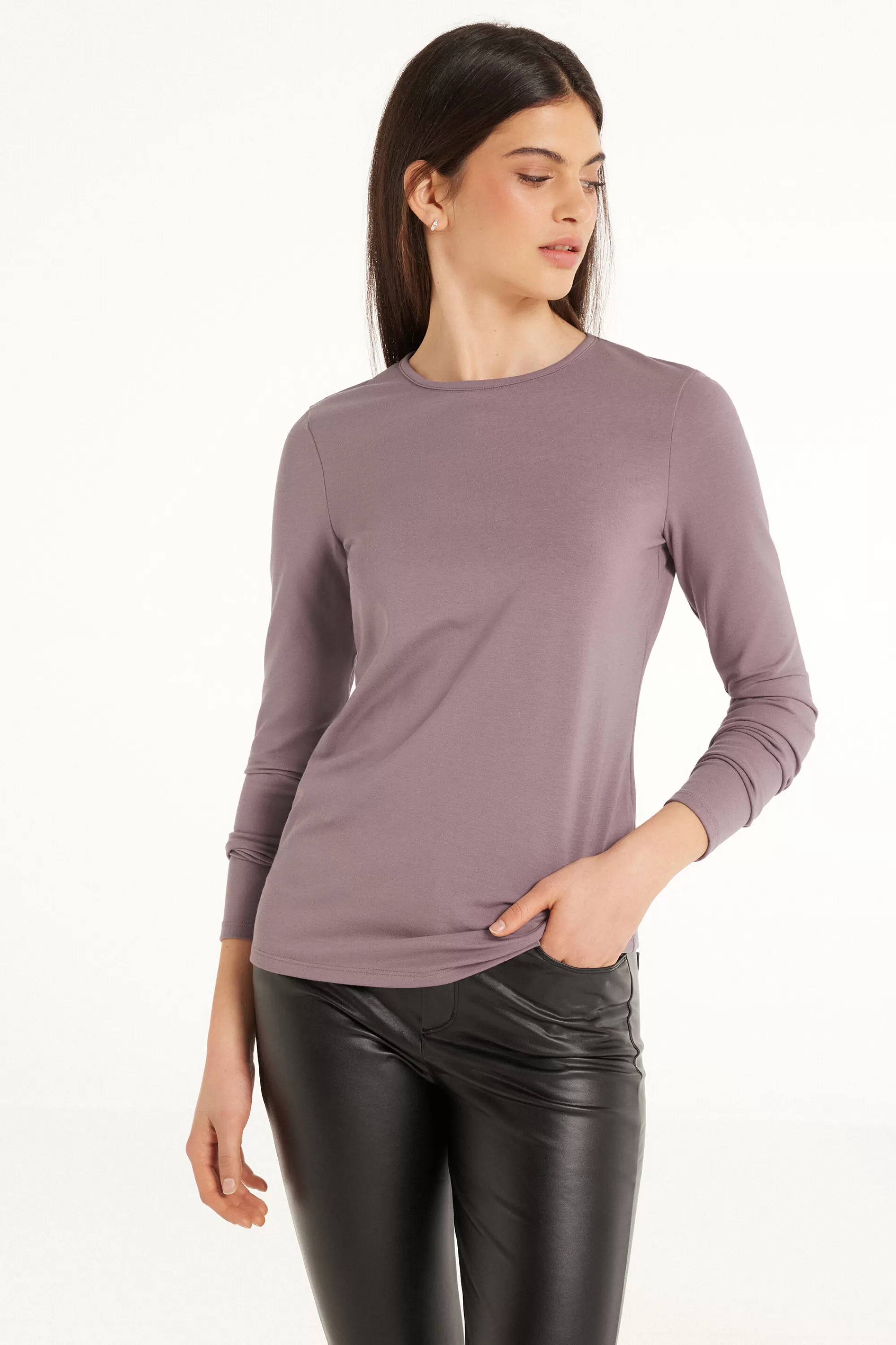 Cheap Maglia Girocollo Cotone E Modal Termico - Maglie Maniche Lunghe - Donna | Maglie termiche | Maglie maniche lunghe