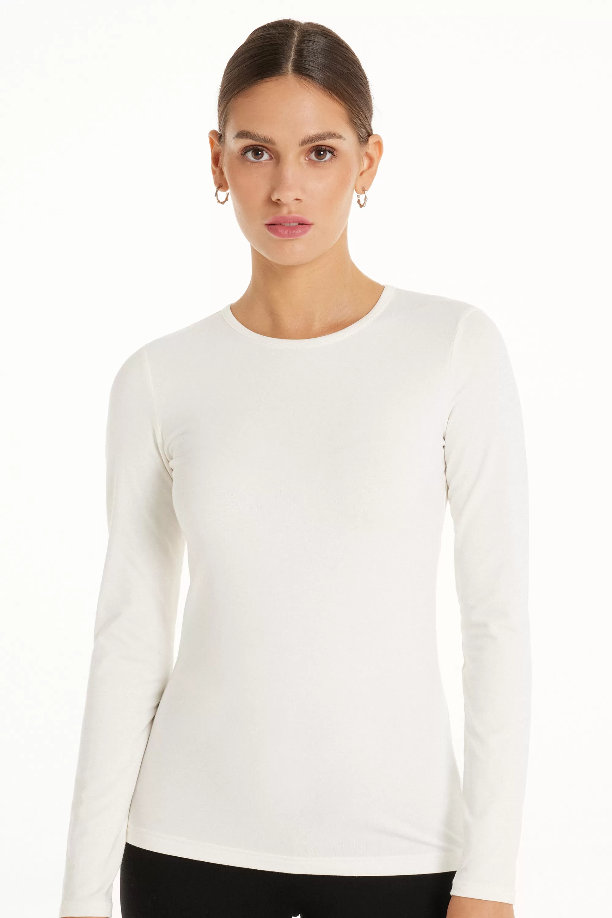 Sale Maglia Girocollo Cotone E Modal Termico - Maglie Maniche Lunghe - Donna | Maglie termiche | Maglie maniche lunghe