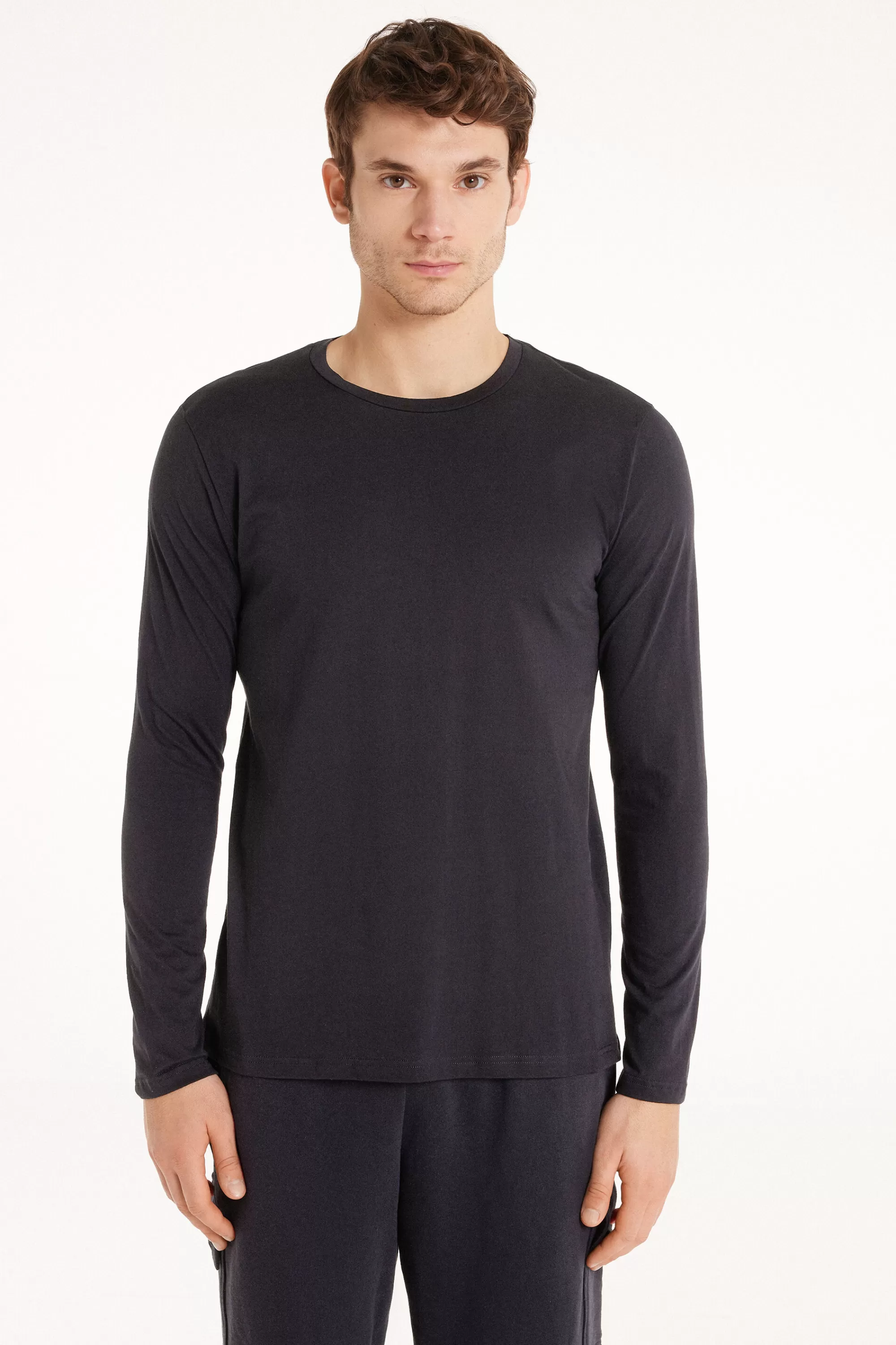 Cheap Maglia Girocollo Manica Lunga Cotone - Maglie Maniche Lunghe - Uomo | Maglie maniche lunghe