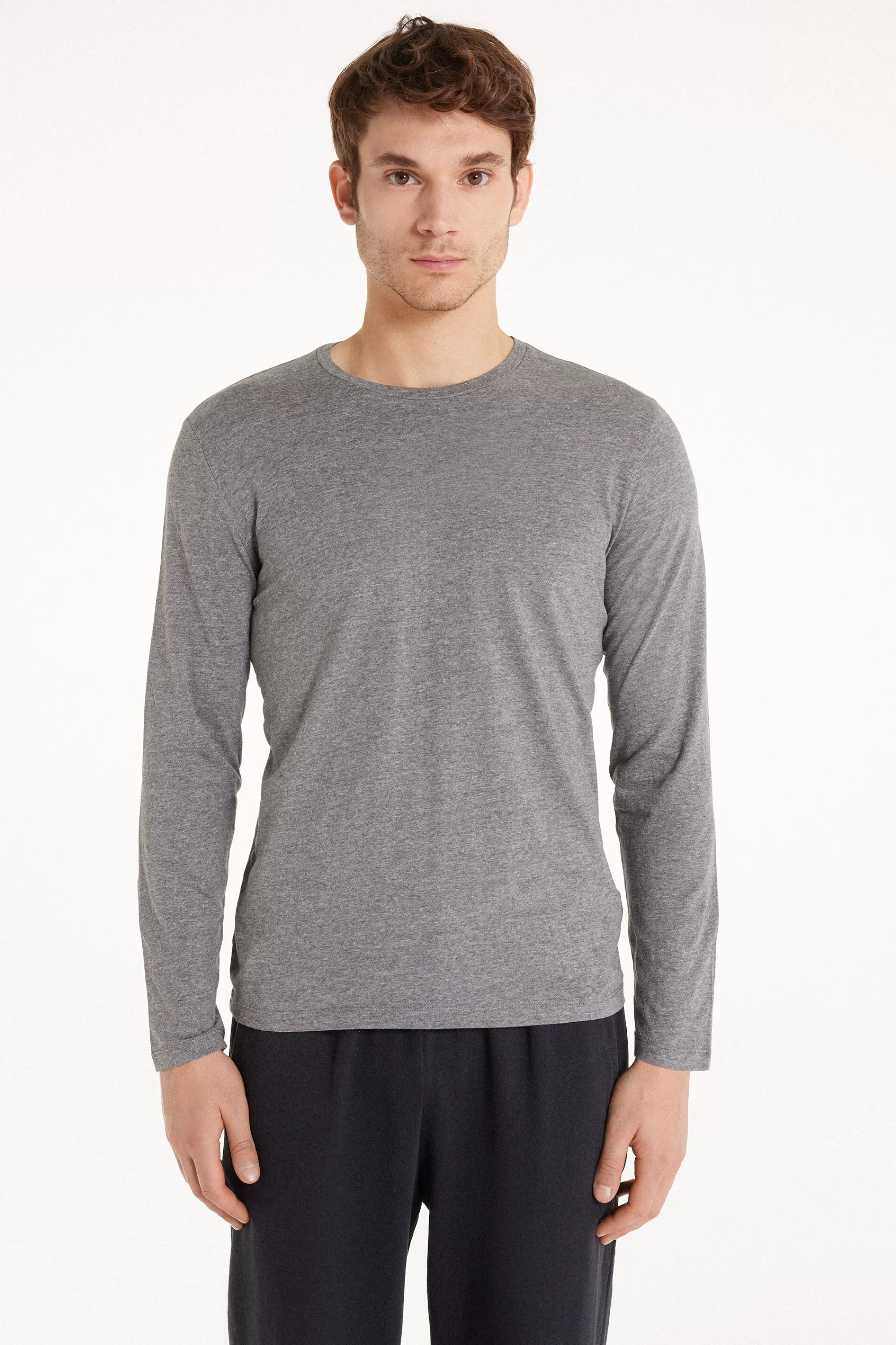 Flash Sale Maglia Girocollo Manica Lunga Cotone - Maglie Maniche Lunghe - Uomo | Maglie maniche lunghe