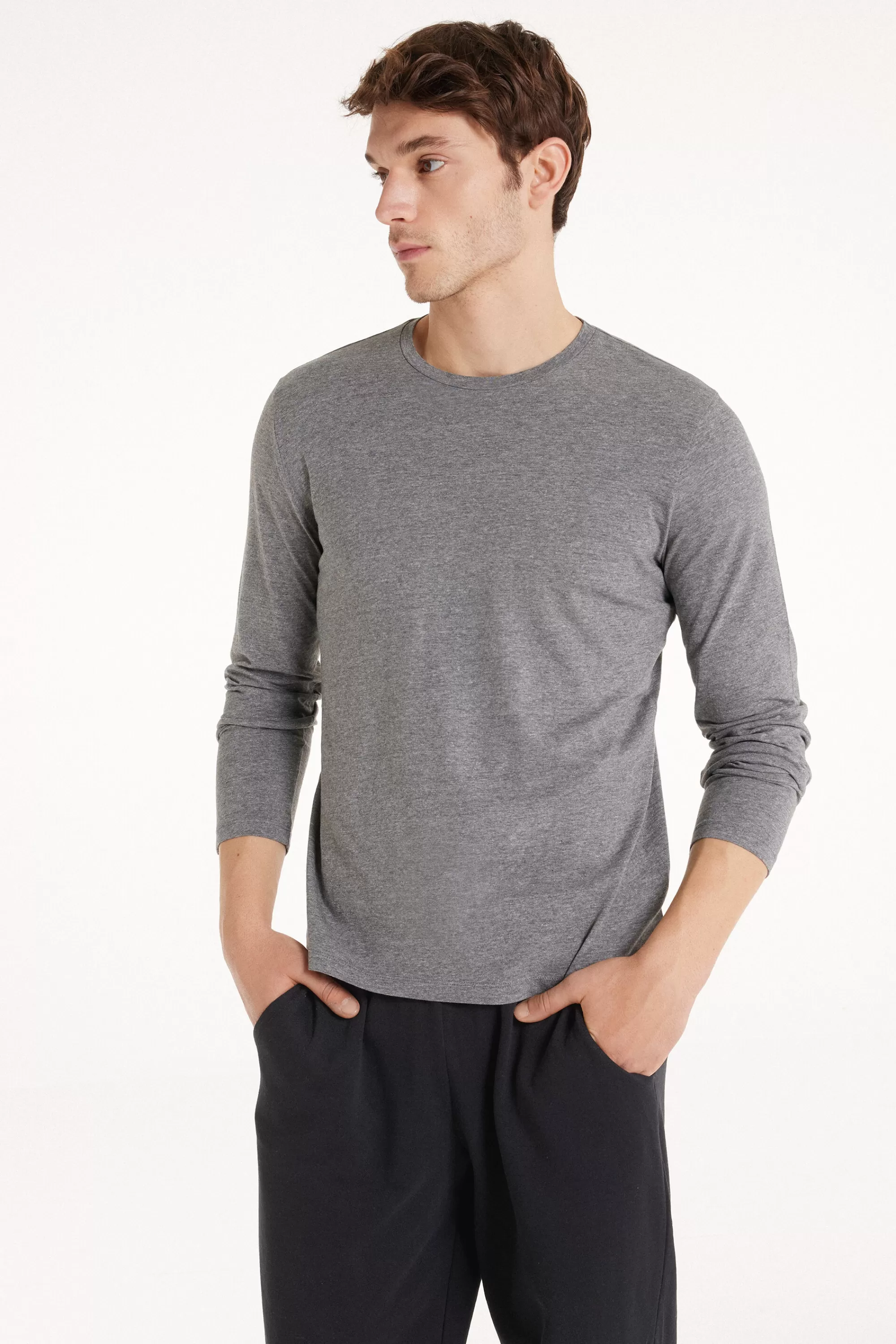 Flash Sale Maglia Girocollo Manica Lunga Cotone - Maglie Maniche Lunghe - Uomo | Maglie maniche lunghe