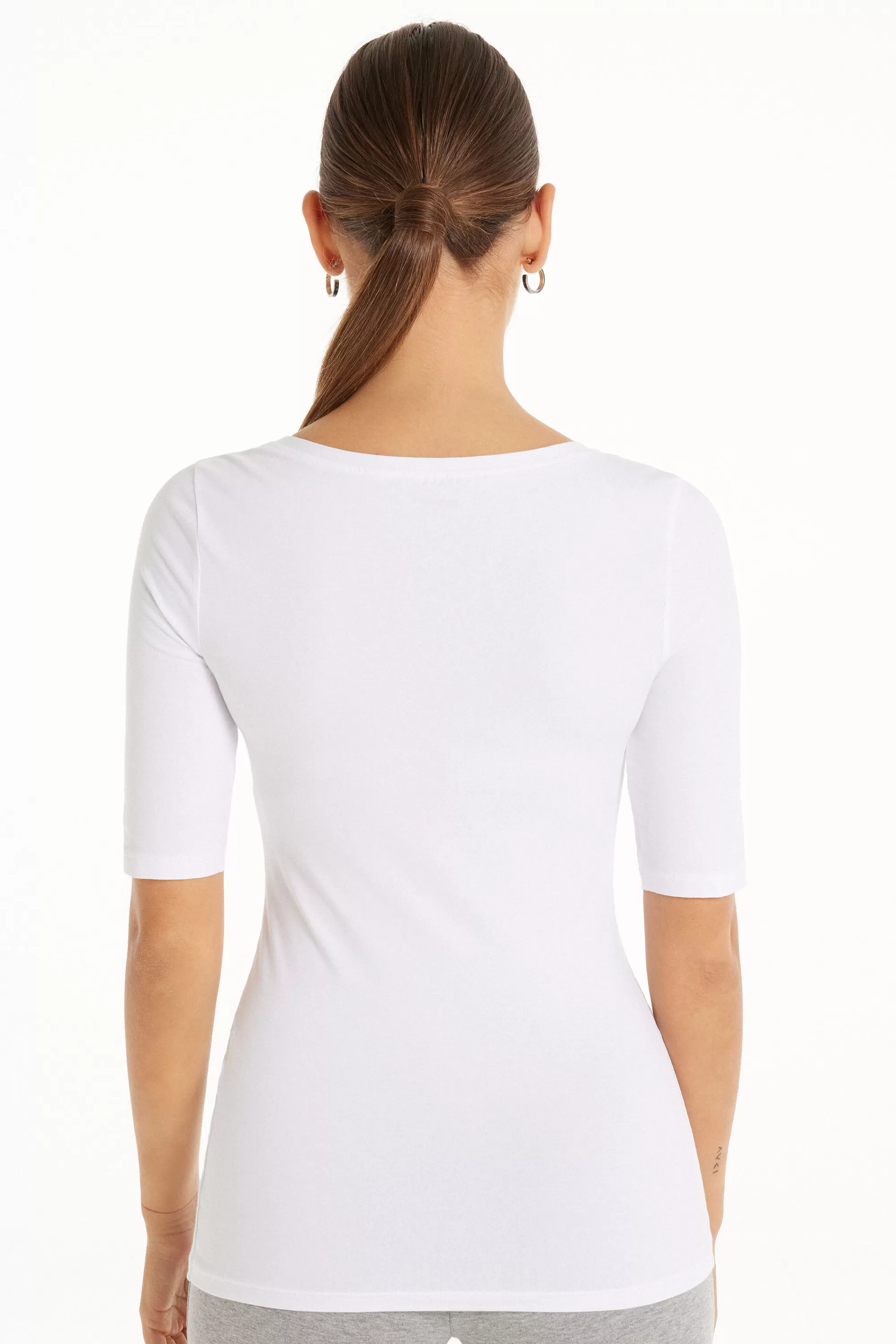 Hot Maglia Manica Corta Scollo Madonna In Cotone - Magliette Maniche Corte - Donna | Magliette maniche corte