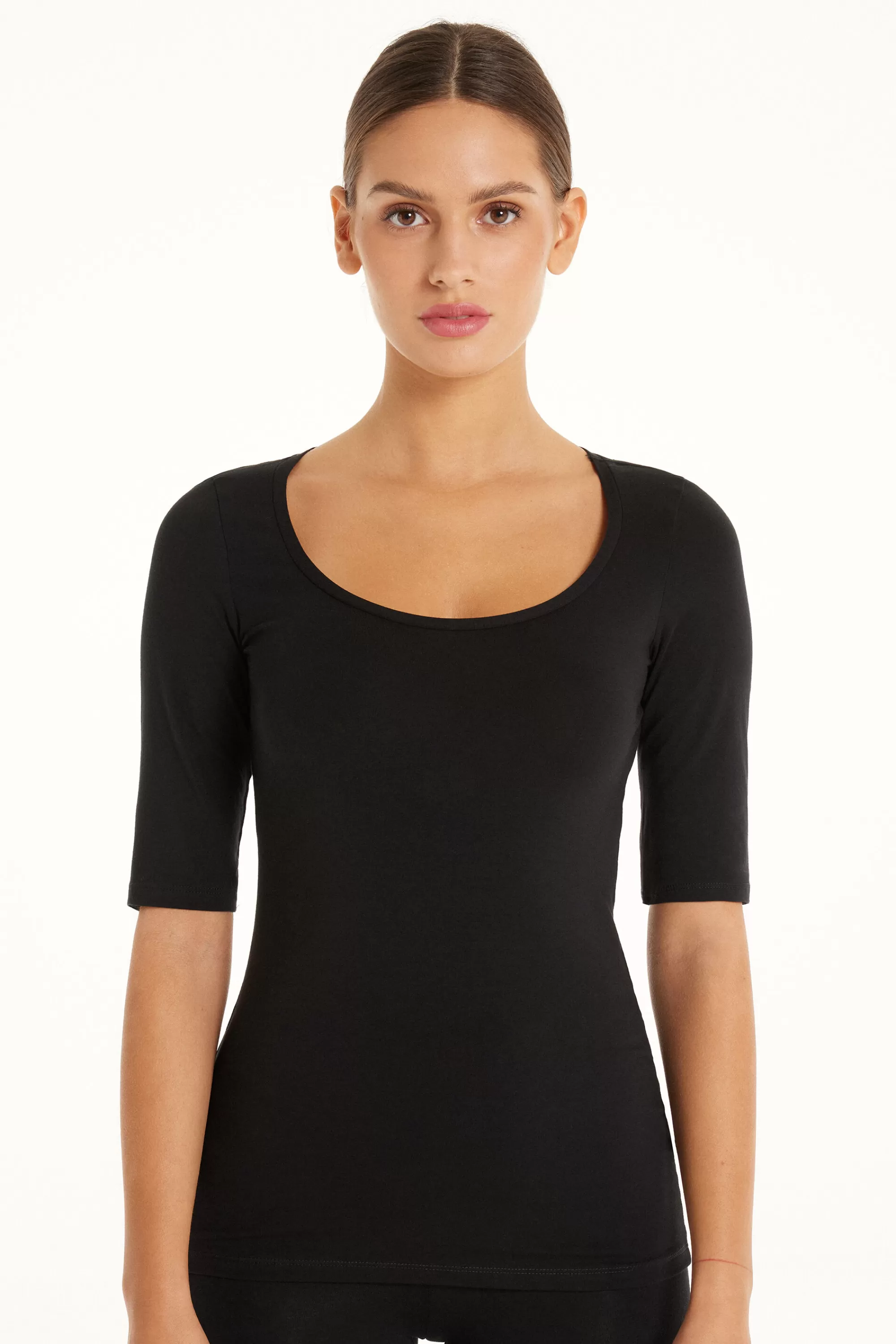Flash Sale Maglia Manica Corta Scollo Madonna In Cotone - Magliette Maniche Corte - Donna | Magliette maniche corte