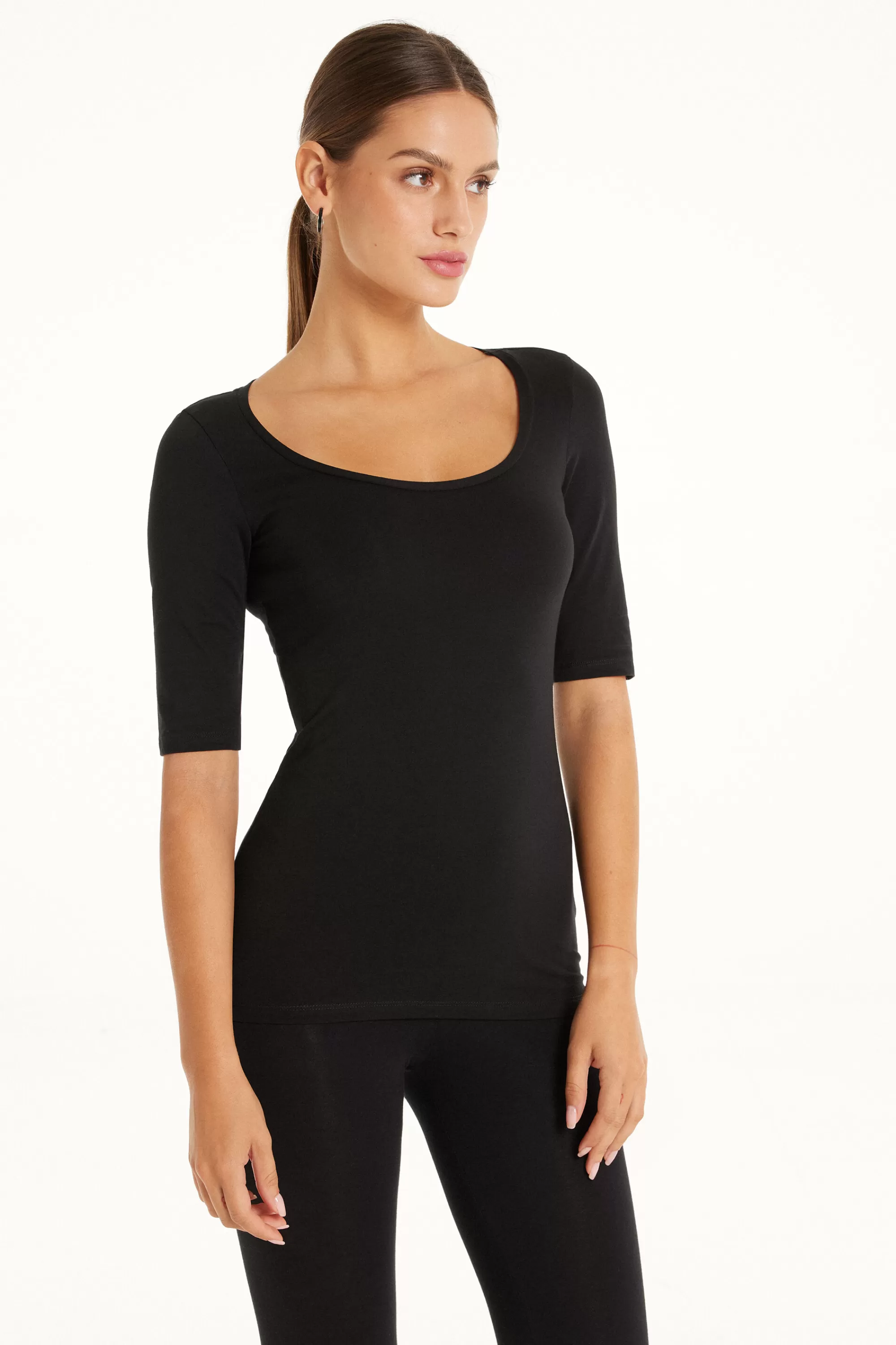 Flash Sale Maglia Manica Corta Scollo Madonna In Cotone - Magliette Maniche Corte - Donna | Magliette maniche corte