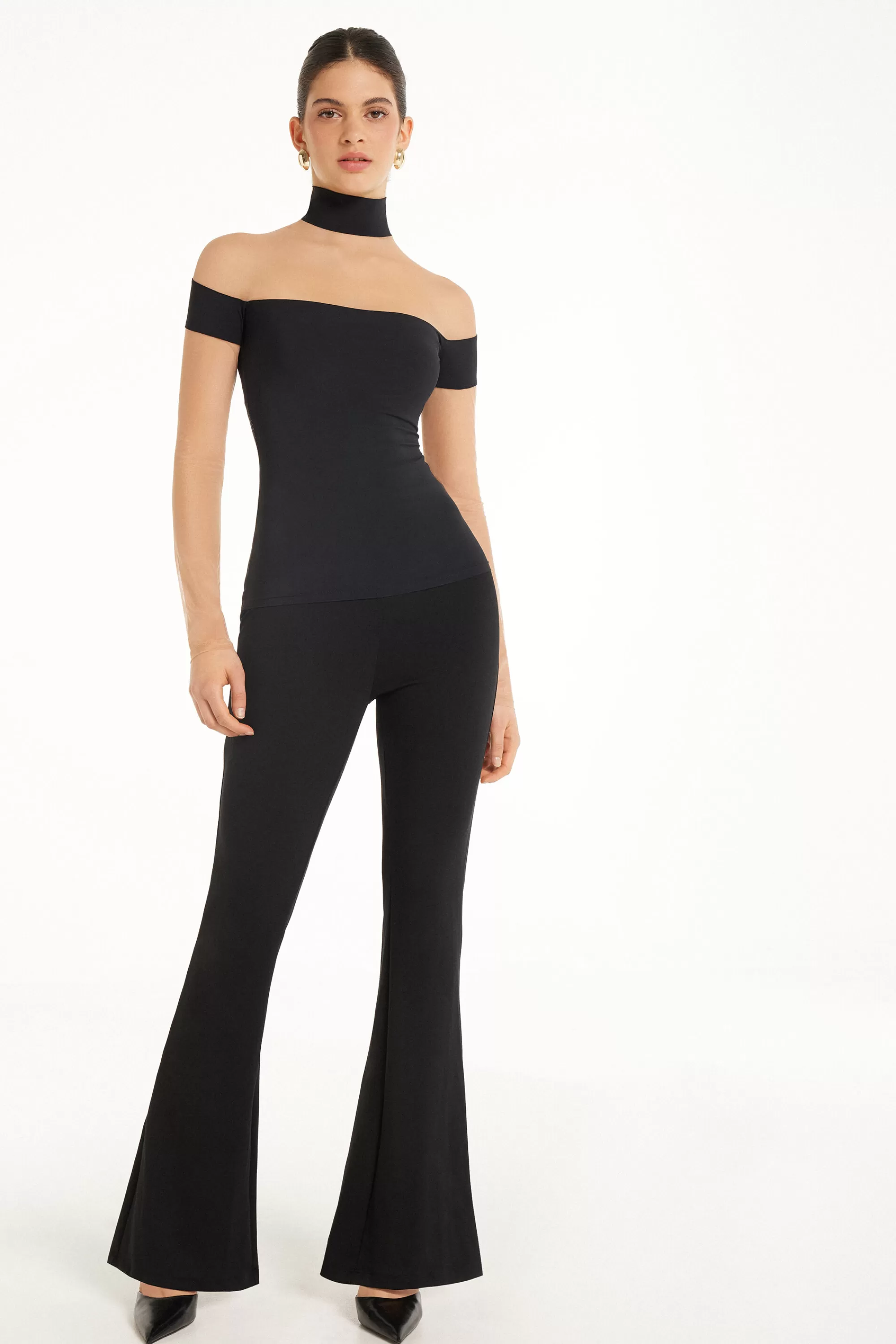 Store Maglia Manica Lunga Bicolore Tulle E Microfibra - Maglie Maniche Lunghe - Donna | Maglie maniche lunghe