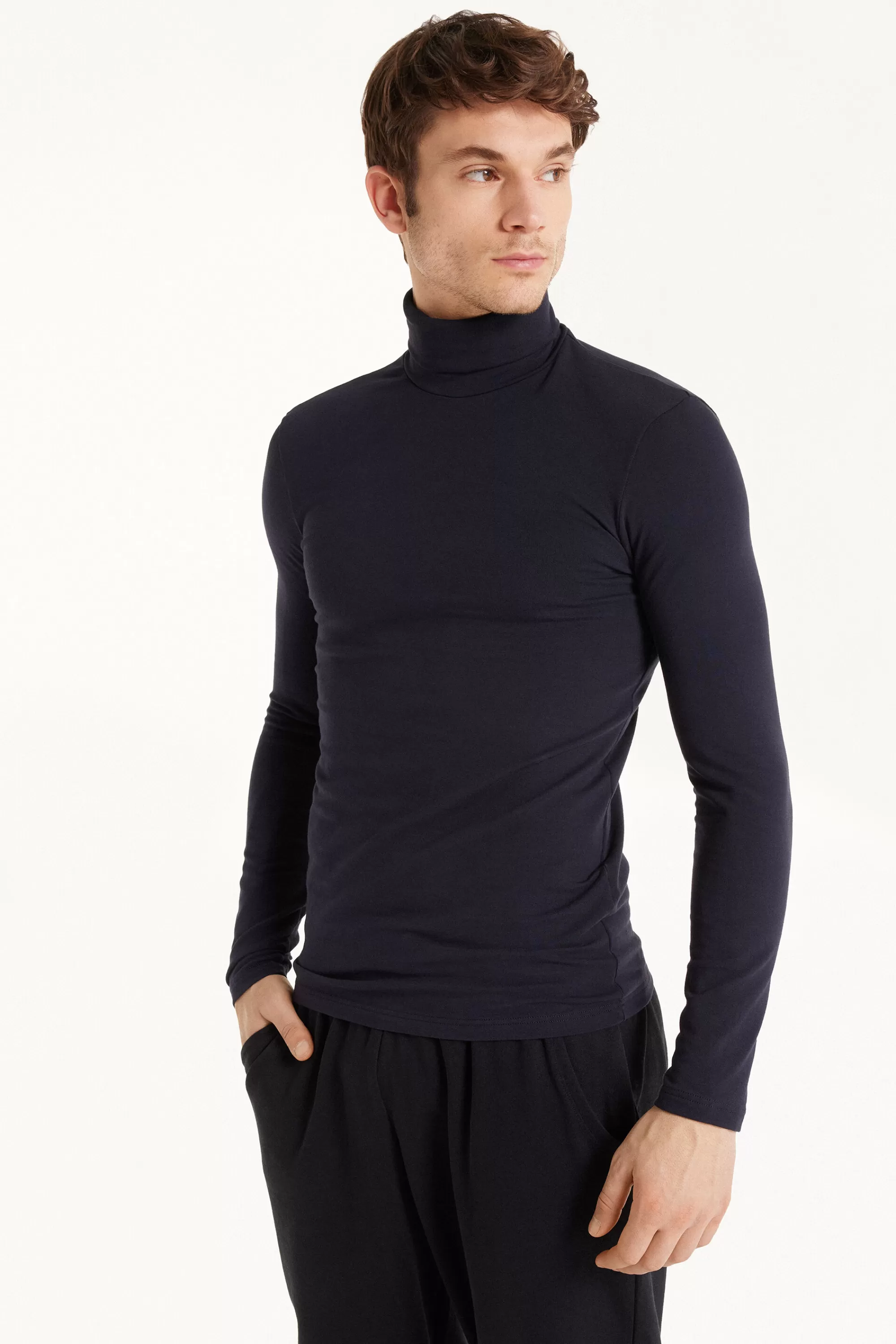 Clearance Maglia Manica Lunga Collo Alto Cotone Termico - Maglie Maniche Lunghe - Uomo | Maglie termiche | Maglie maniche lunghe
