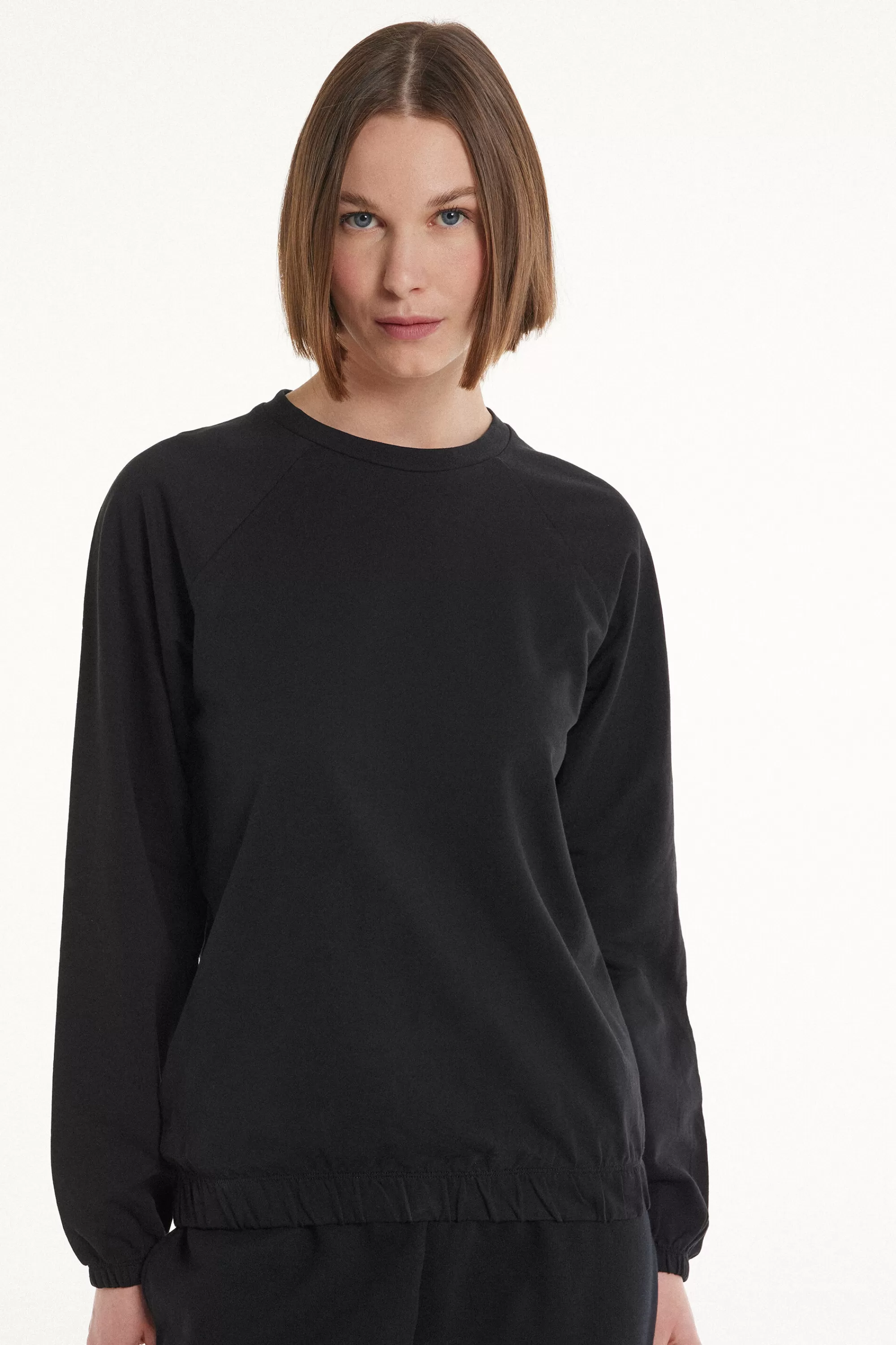 Sale Maglia Manica Lunga Girocollo Con Polsini - Tute - Donna | Tute | Felpe