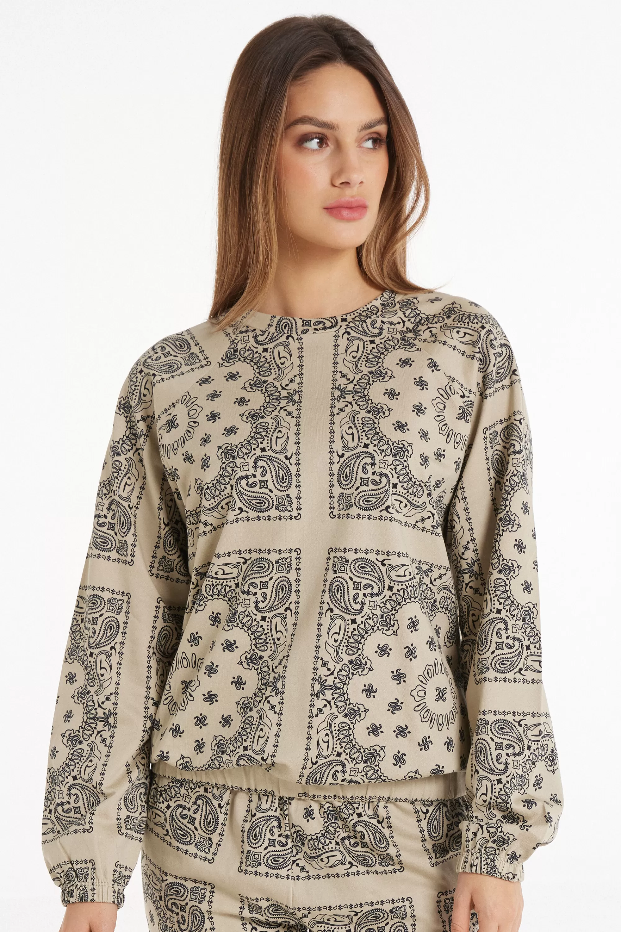 Hot Maglia Manica Lunga Girocollo Con Stampa. - Tute - Donna | Felpe | Tute