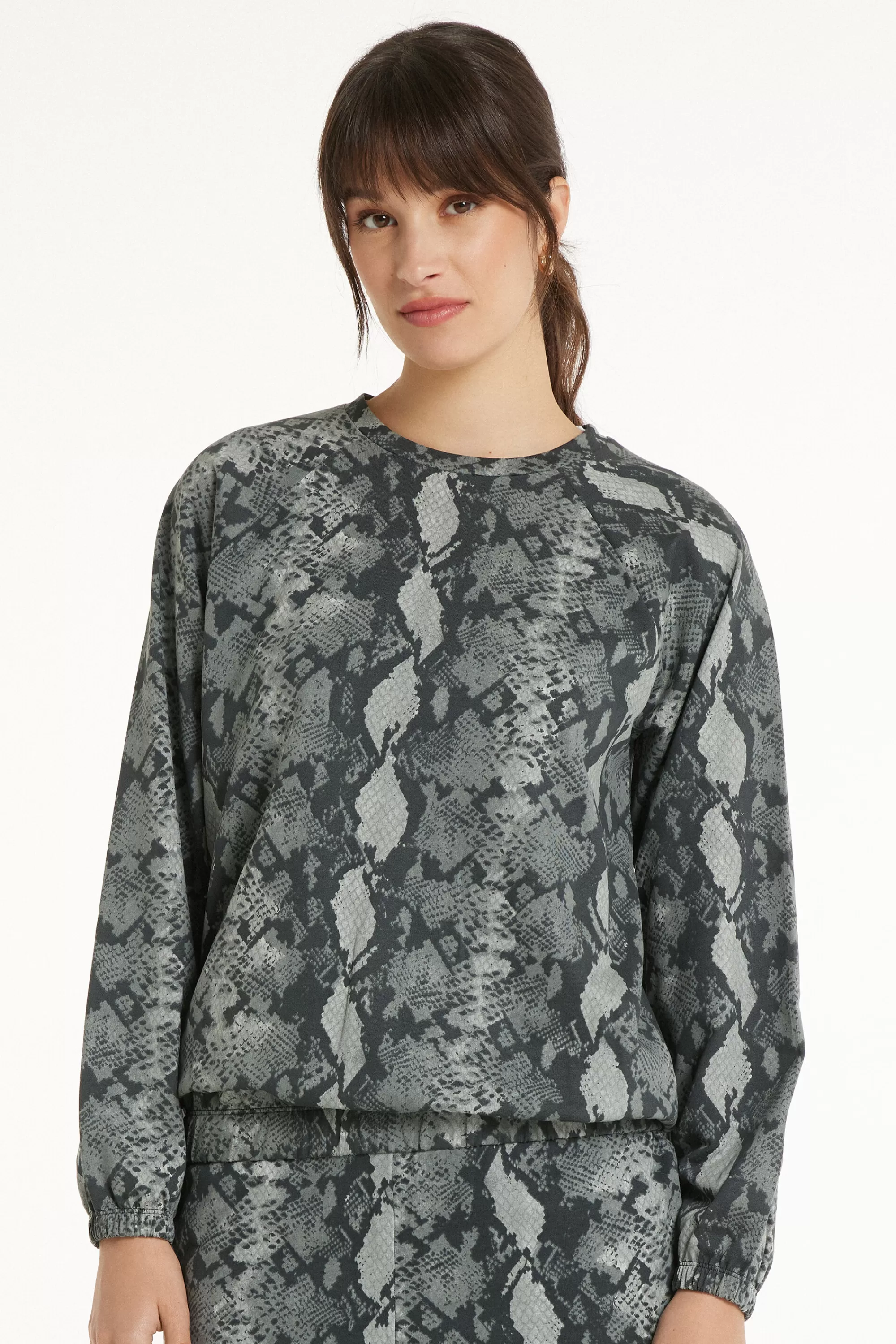 Store Maglia Manica Lunga Girocollo Con Stampa. - Tute - Donna | Felpe | Tute