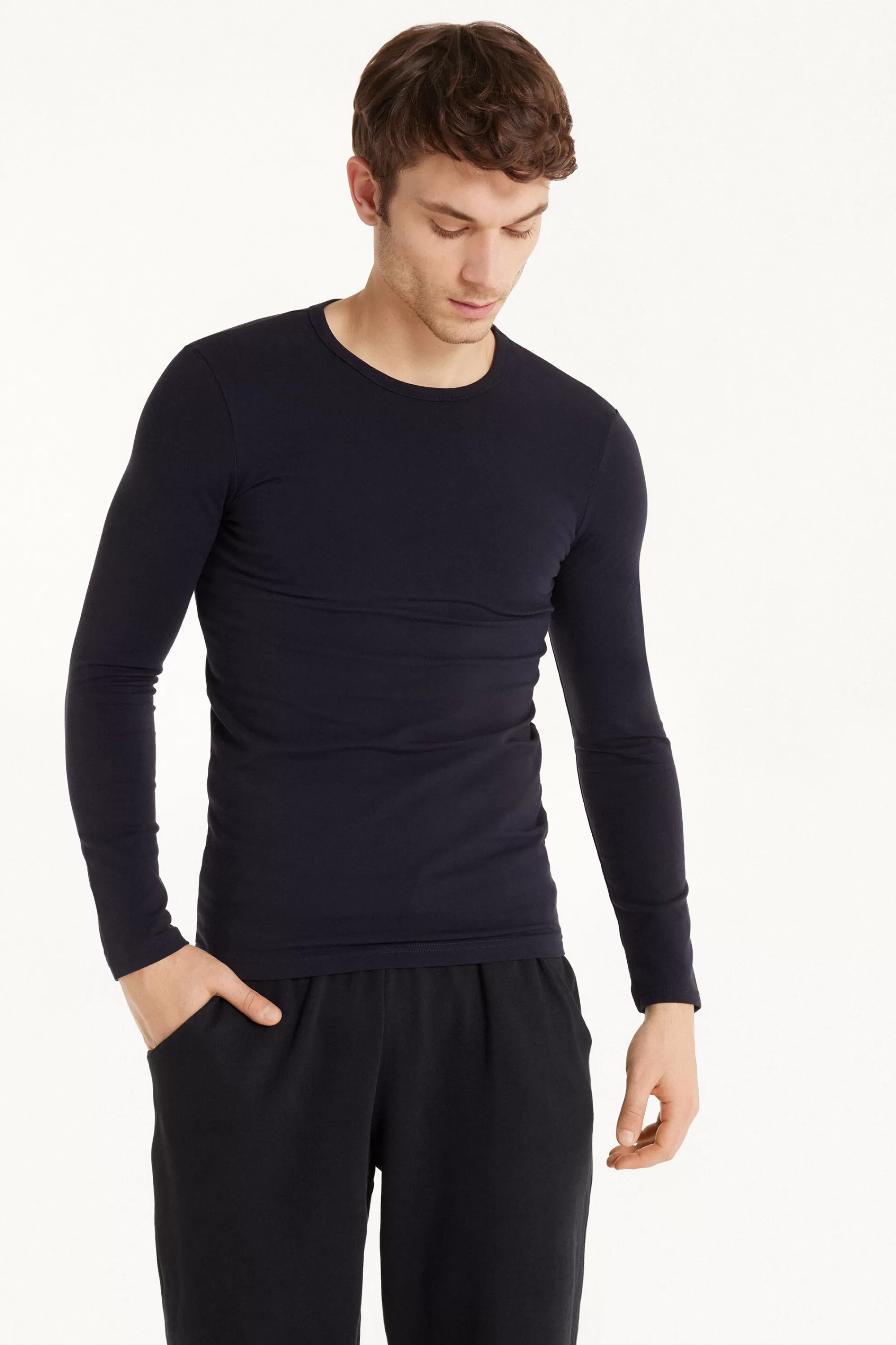 Fashion Maglia Manica Lunga Girocollo Cotone Termico - Maglie Maniche Lunghe - Uomo | Maglie termiche | Maglie maniche lunghe