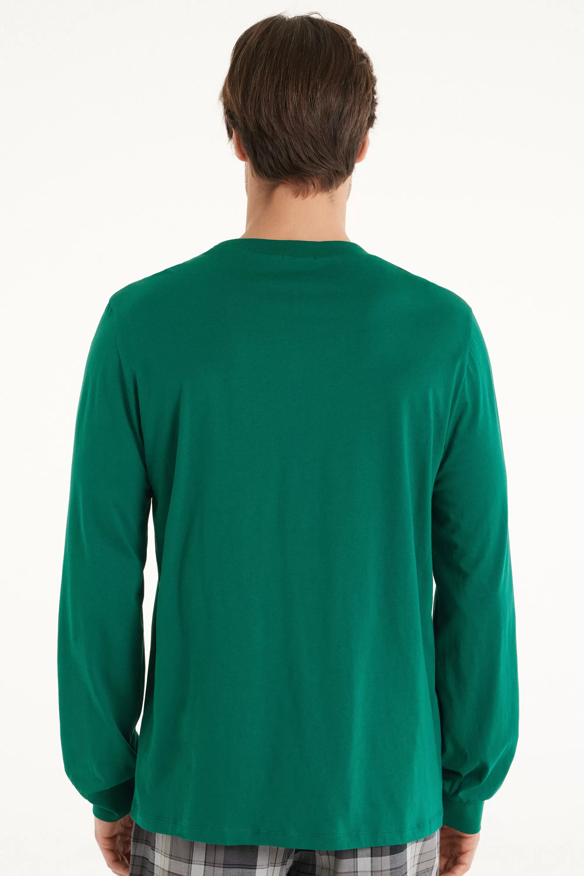 Outlet Maglia Manica Lunga Girocollo In Cotone Con Stampa - Pigiami Lunghi - Uomo | Pigiami lunghi
