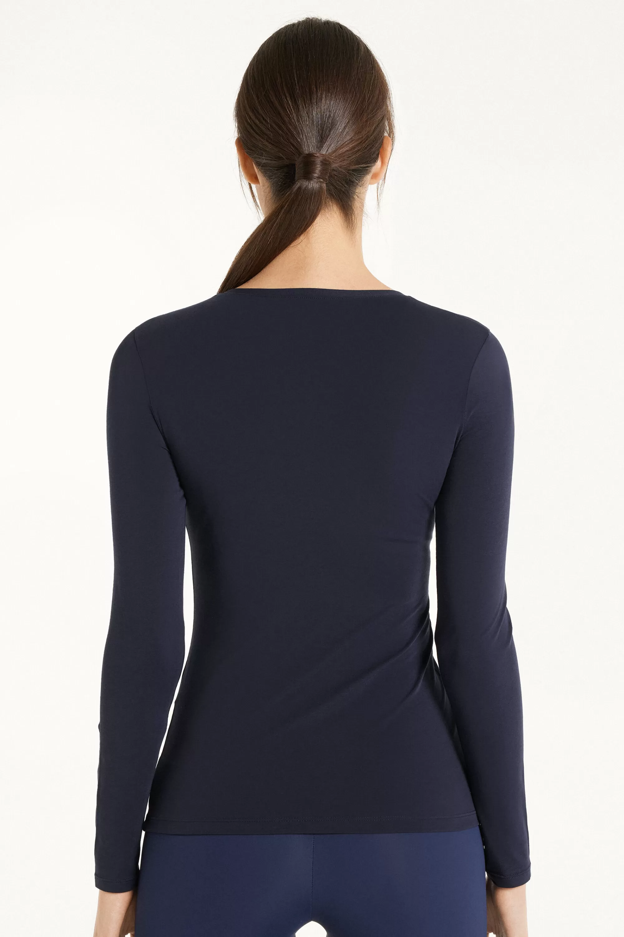 Cheap Maglia Manica Lunga Girocollo In Cotone Elasticizzato - Maglie Maniche Lunghe - Donna | Maglie maniche lunghe