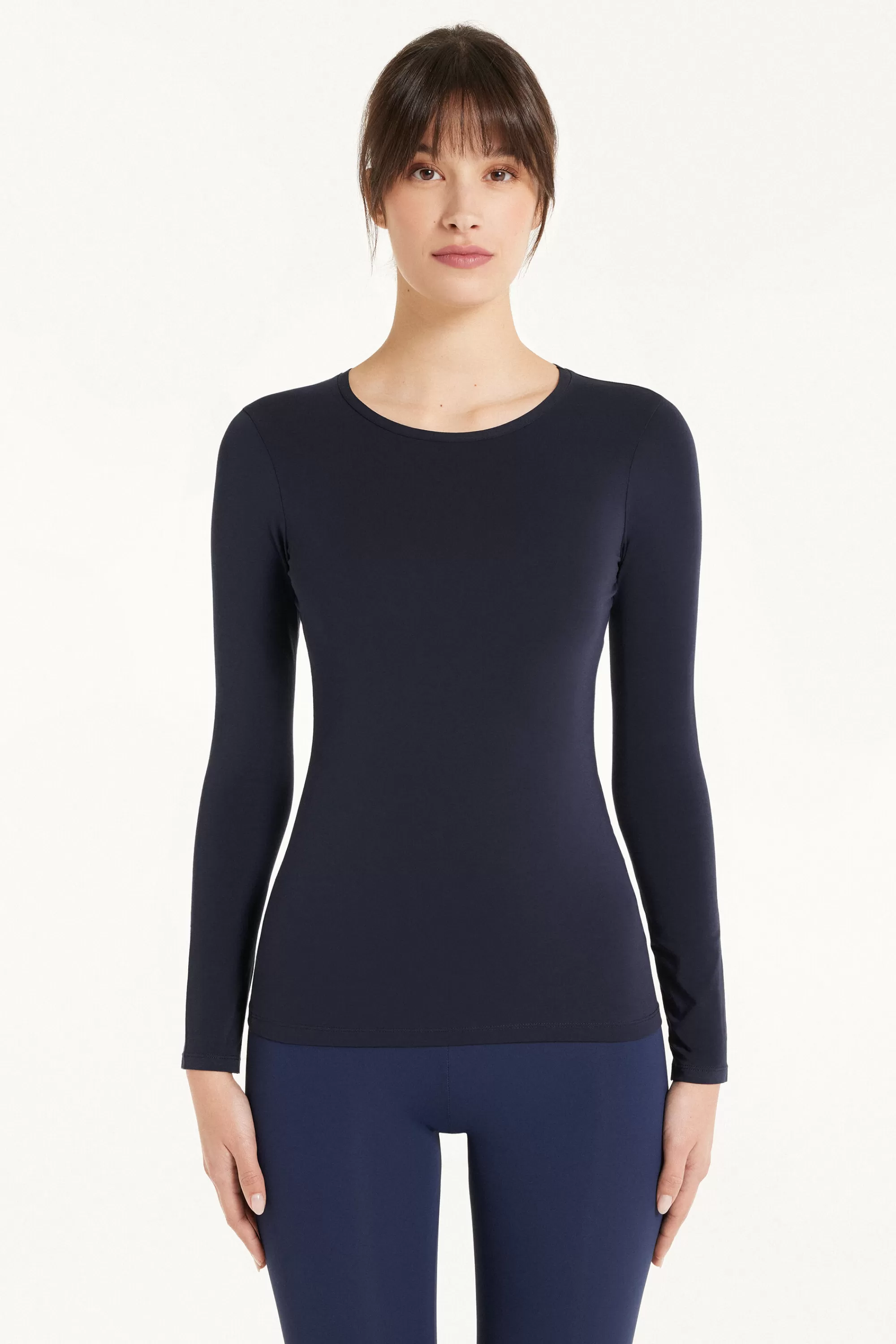 Cheap Maglia Manica Lunga Girocollo In Cotone Elasticizzato - Maglie Maniche Lunghe - Donna | Maglie maniche lunghe