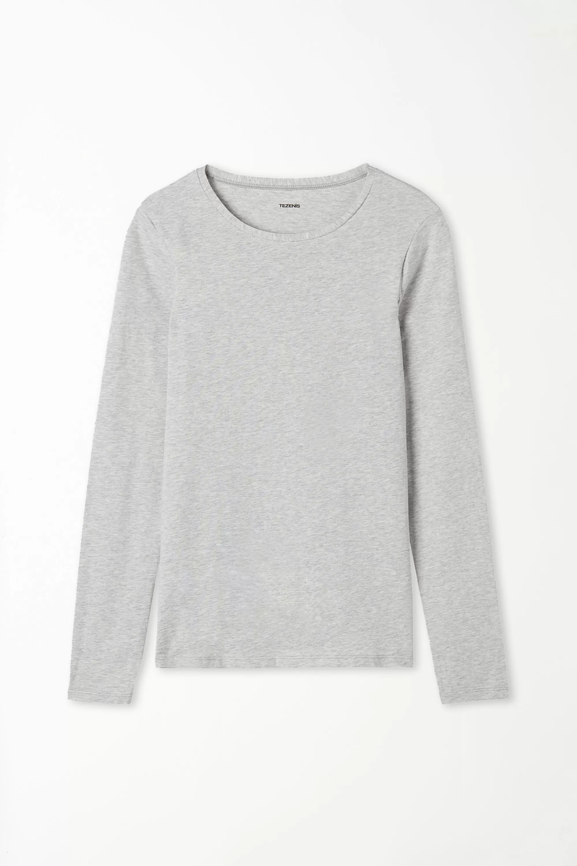 Shop Maglia Manica Lunga Girocollo In Cotone Elasticizzato - Maglie Maniche Lunghe - Donna | Maglie maniche lunghe