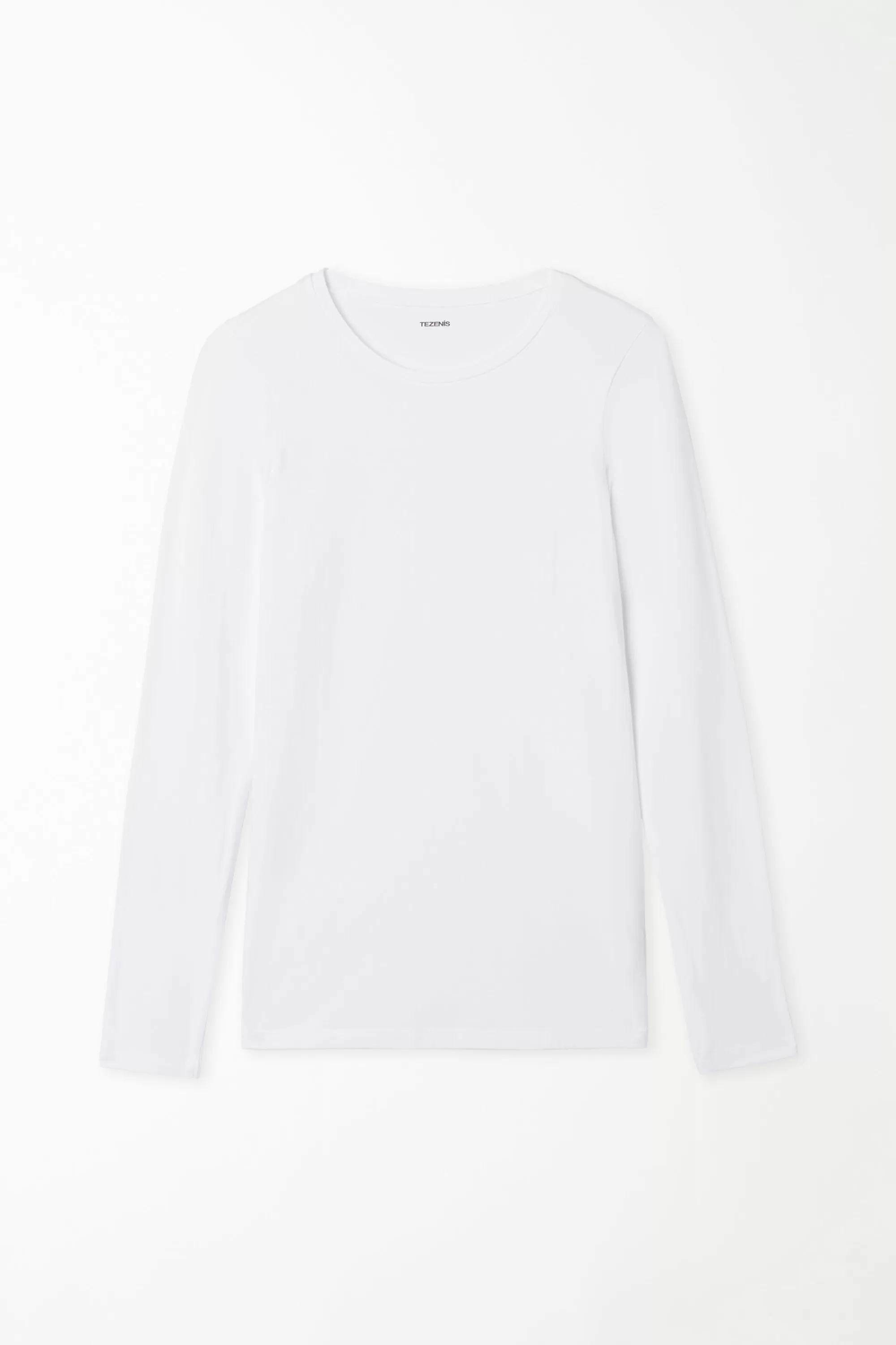 Sale Maglia Manica Lunga Girocollo In Cotone Elasticizzato - Maglie Maniche Lunghe - Donna | Maglie maniche lunghe