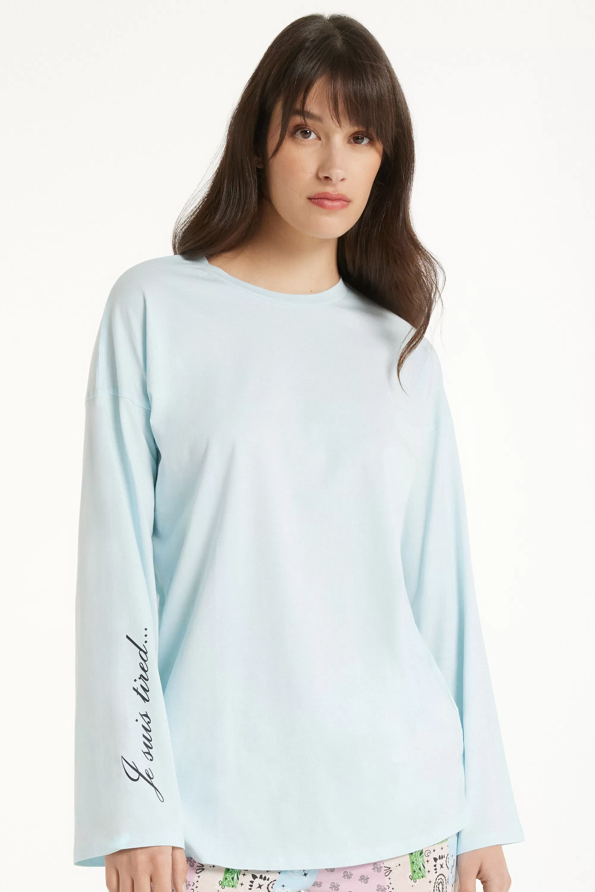 Outlet Maglia Manica Lunga In Cotone Over - Pigiami Combinabili - Donna | Maglie maniche lunghe | Pigiami combinabili