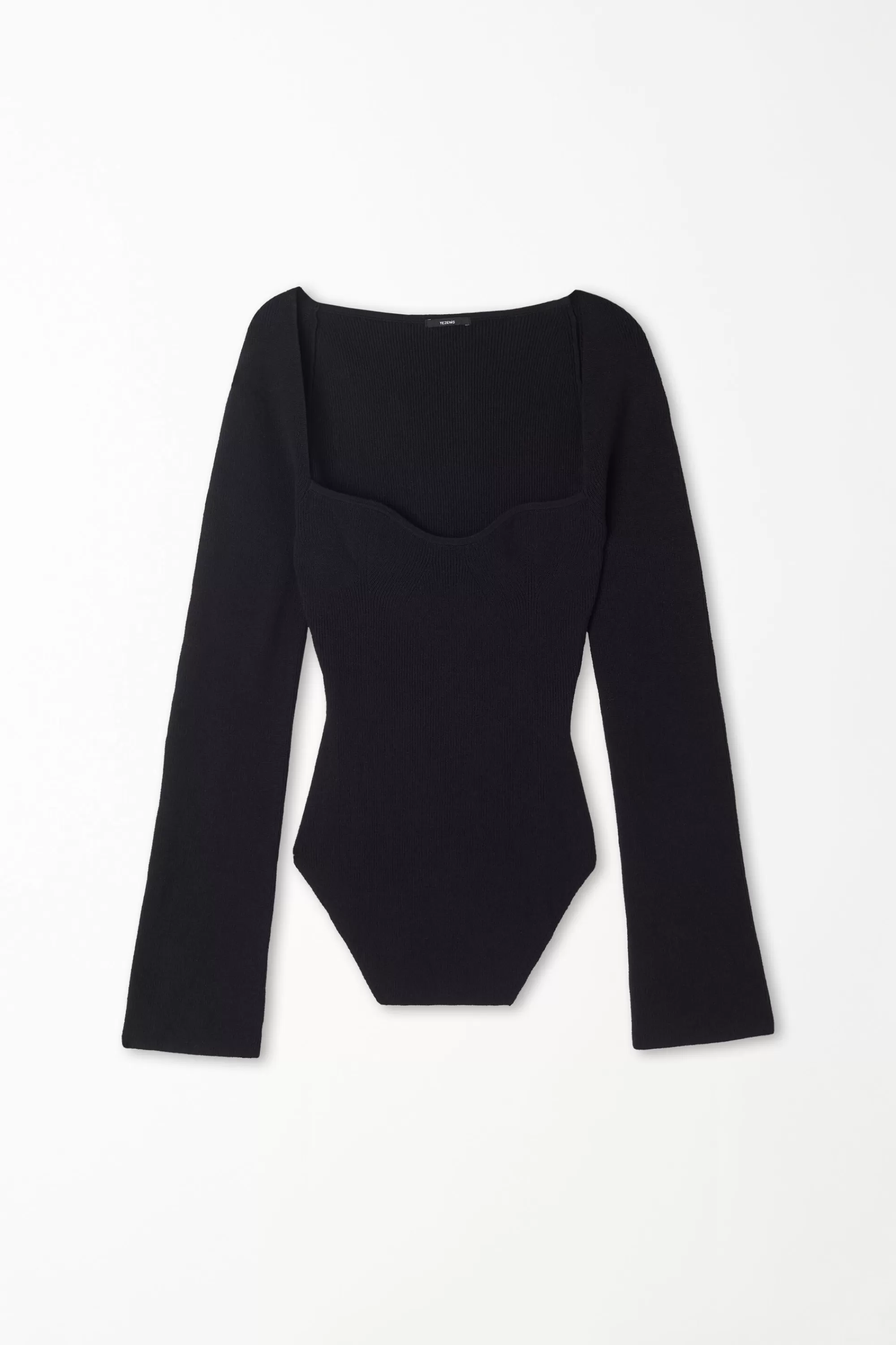 Store Maglia Manica Lunga Scollo A Cuore A Costine - Maglie Maniche Lunghe - Donna | Maglie maniche lunghe