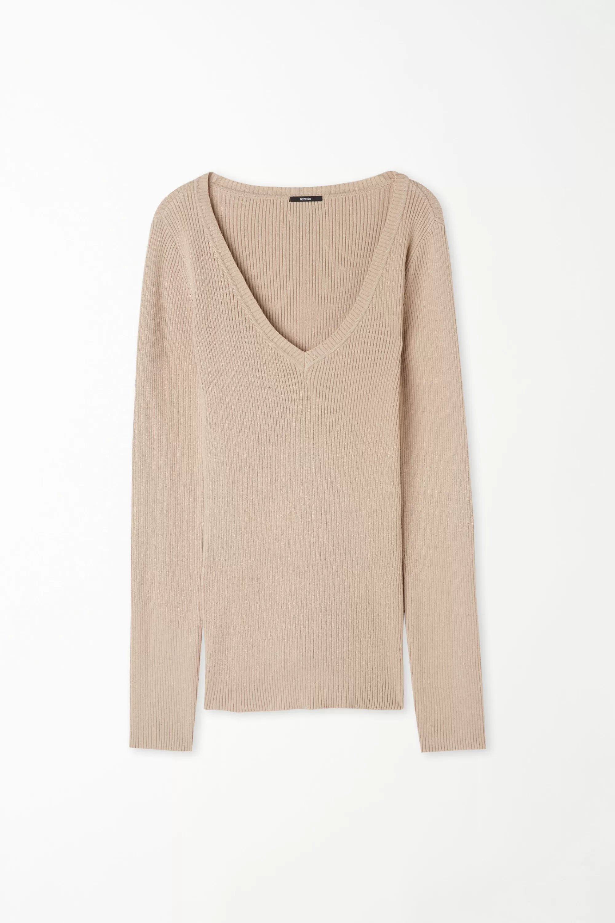 Best Maglia Manica Lunga Scollo A V A Costine - Maglie Maniche Lunghe - Donna | Maglie maniche lunghe